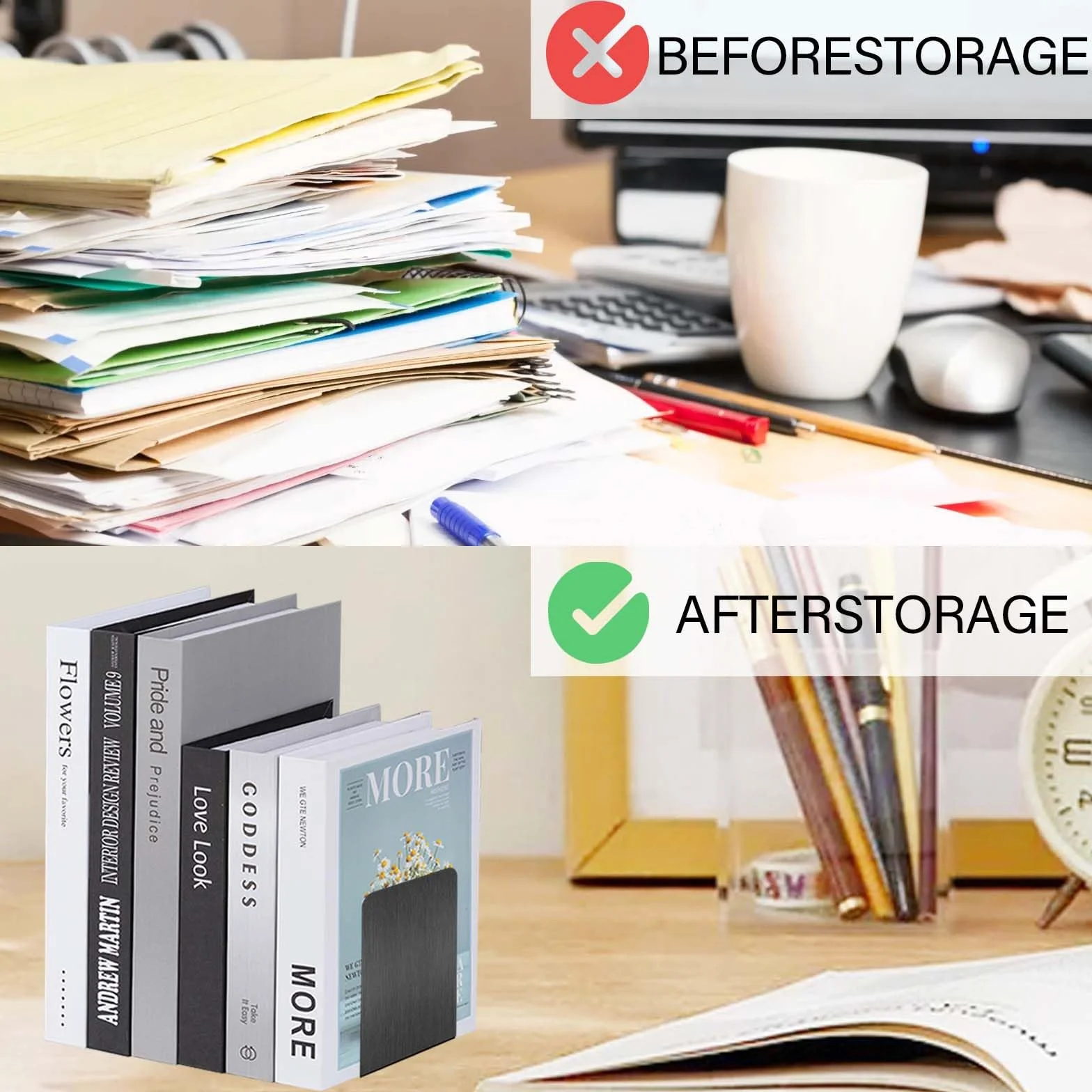 Fermalibri in metallo 6 pezzi 17x13,5x10,2 cm Organizer da Scrivania per Libri con supporto antiscivolo nero