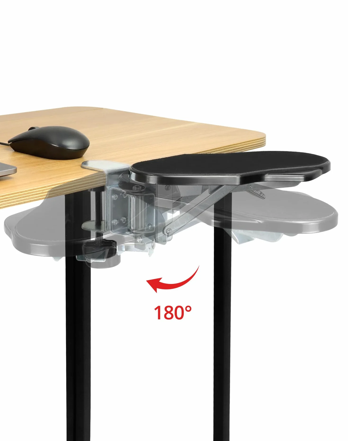 Set di 2 Poggiabraccio Ergonomico da Scrivania, Prolunga Scrivania per Supporto Bracciolo e Gomito, Rotazione 180° Pieghevole 90°