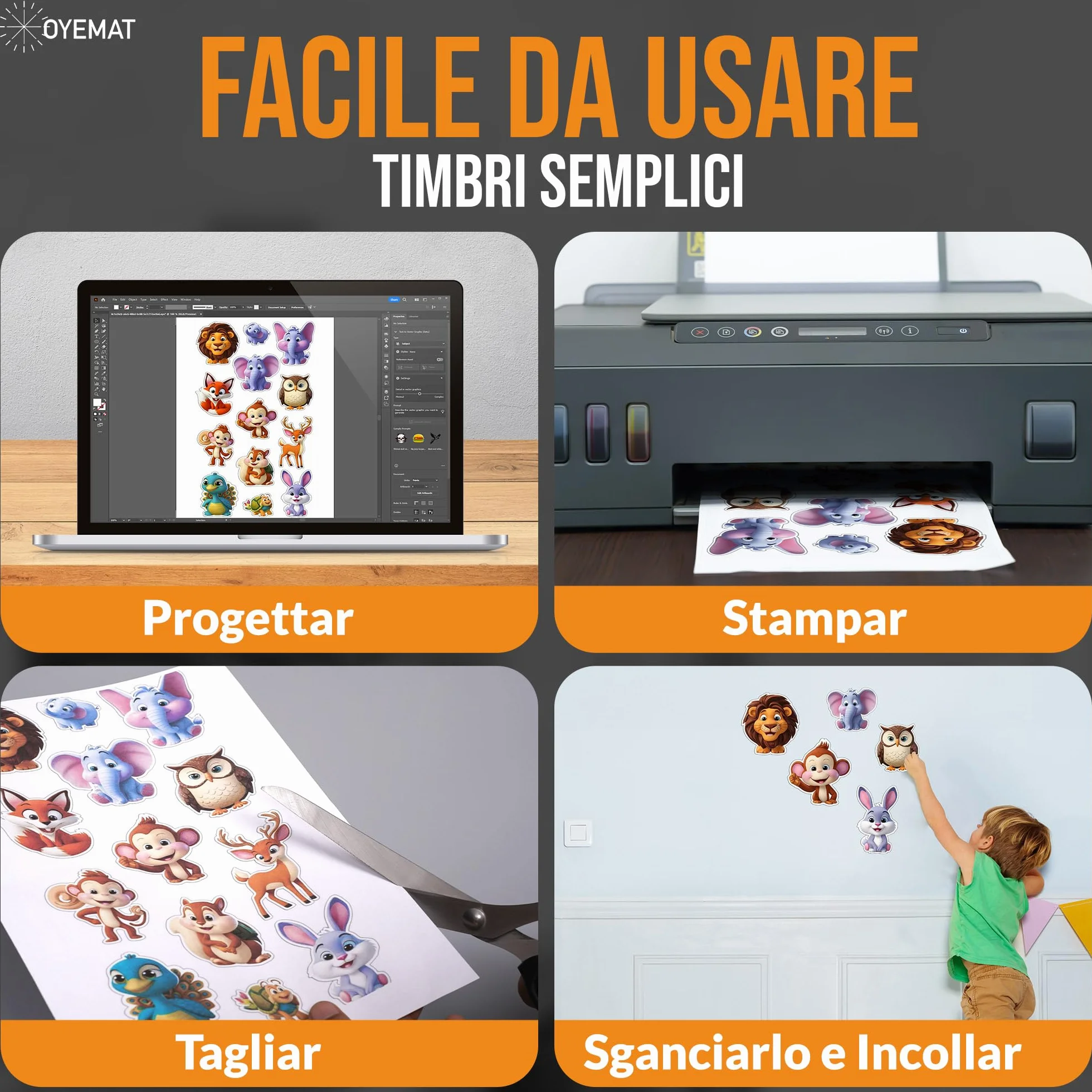 Carta Adesiva A4 50 Fogli 297x210 mm Etichette Stampabili per Stampanti Laser e Getto d'Inchiostro