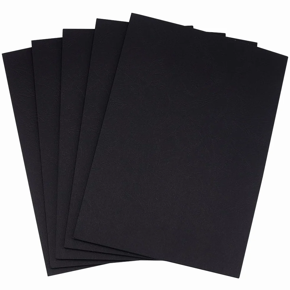 Copertine per Rilegatura A4 29.7x21cm Nere 0.3mm Carta Effetto Pelle 100 Confezione