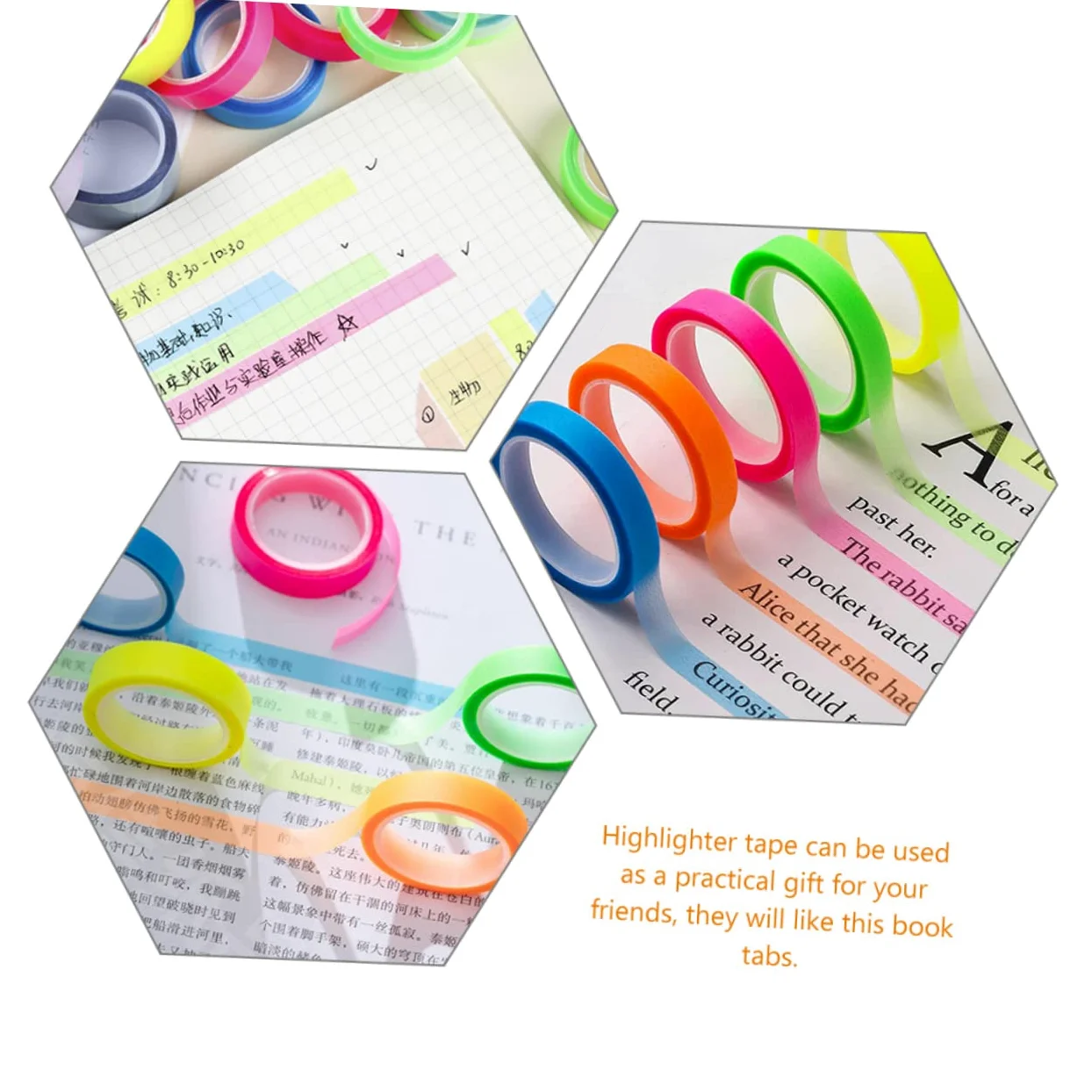 100rotoli Linguette Adesive Trasparenti Evidenziatore Multi- Per e Segnapagina Per Scuola Ognuno