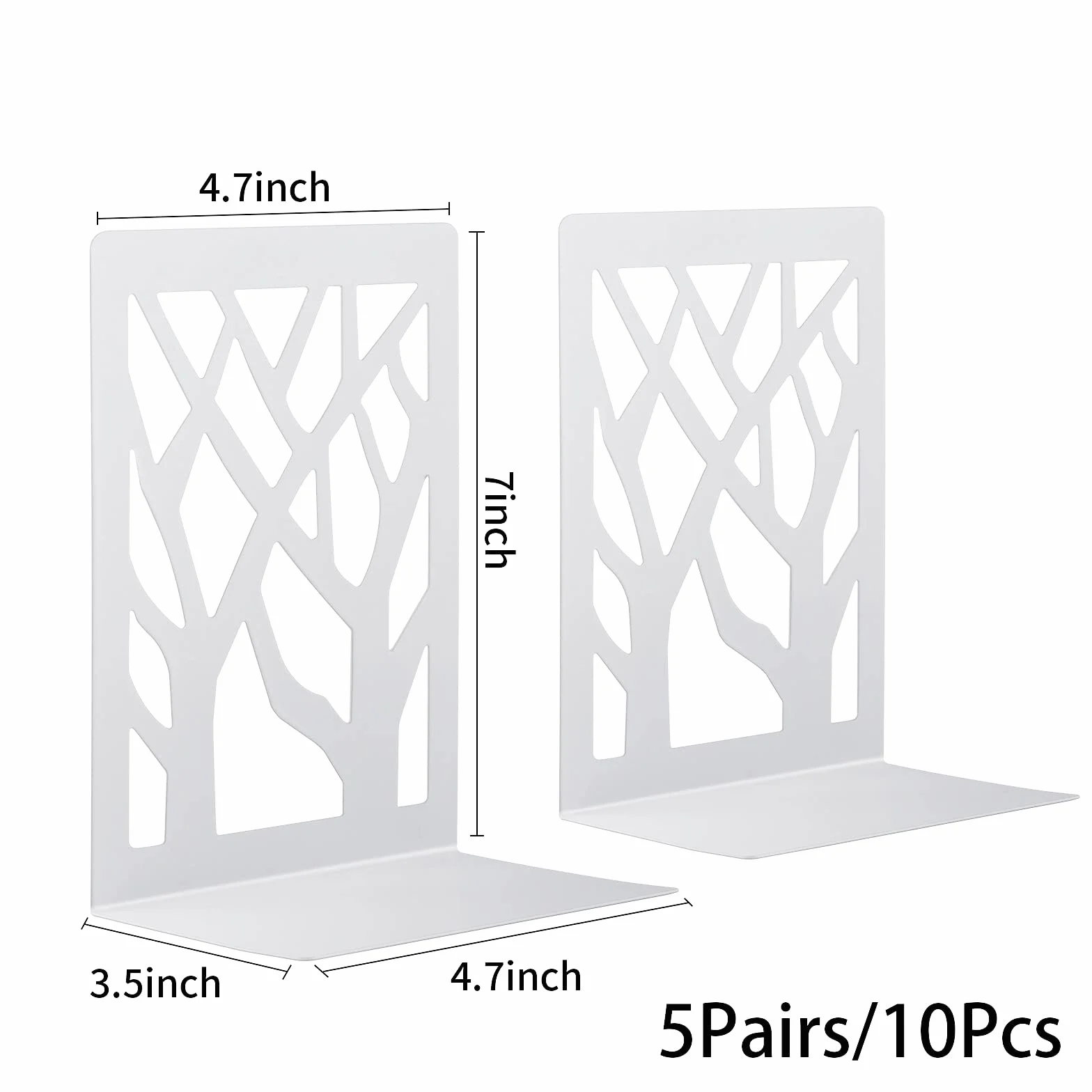 5 Paia Fermalibri per Mensole, MSDADA Reggi Libri per Libreria, Porta Libri in Metallo, Ferma Libri da Scaffale, Ufficio in Reggilibri, Fermalibri Design per Casa, Biblioteca, Scuola(Bianco)