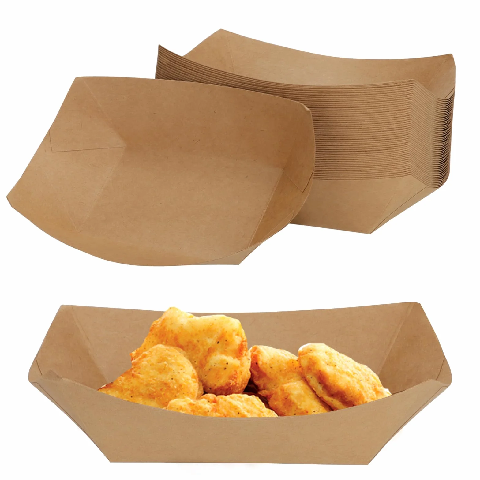 Ciotole in cartone kraft 165 x 120 x 25 mm per fingerfood snack patatine fritte