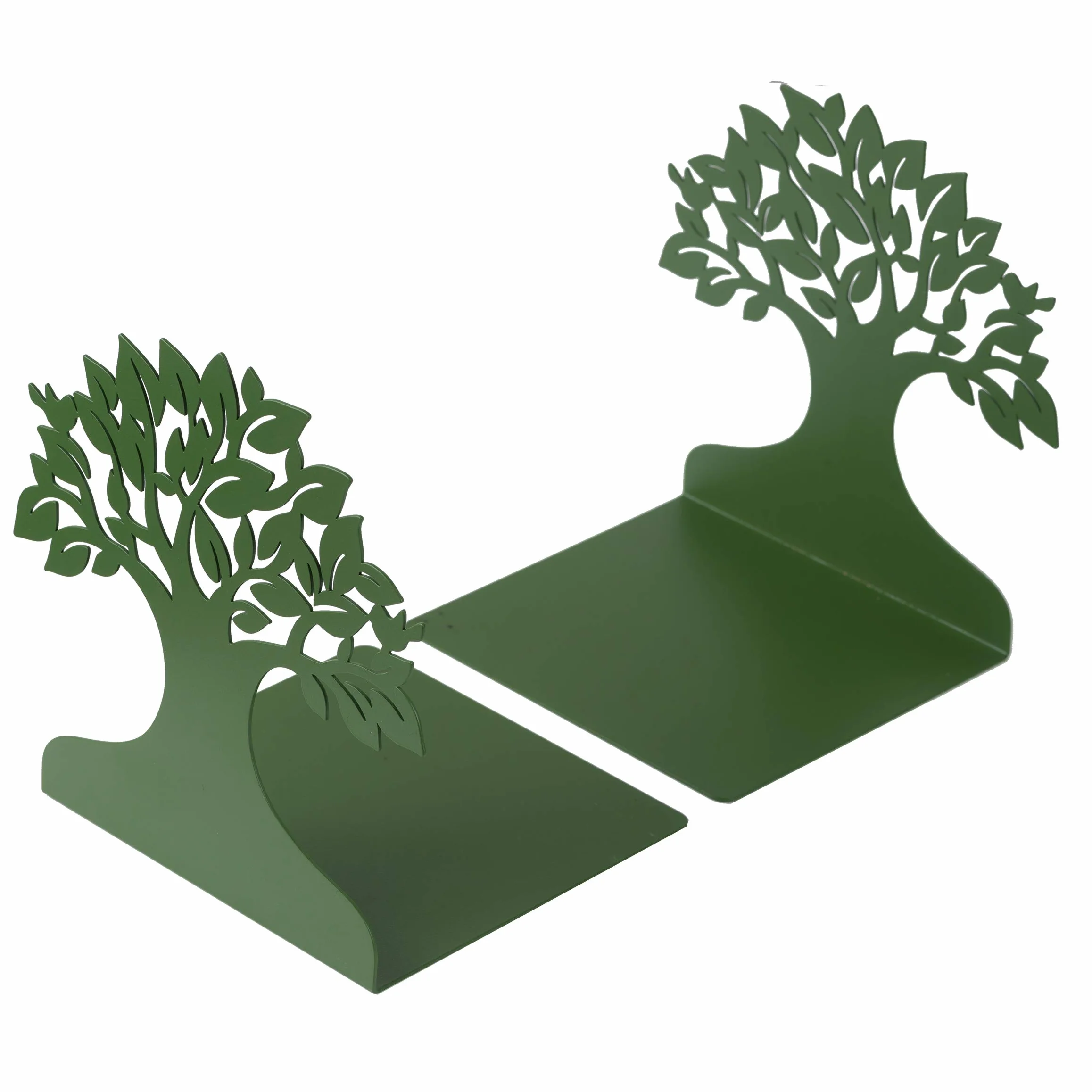 Baroni Home Fermalibri Albero Verde 15x6x16 cm 2 Pezzi