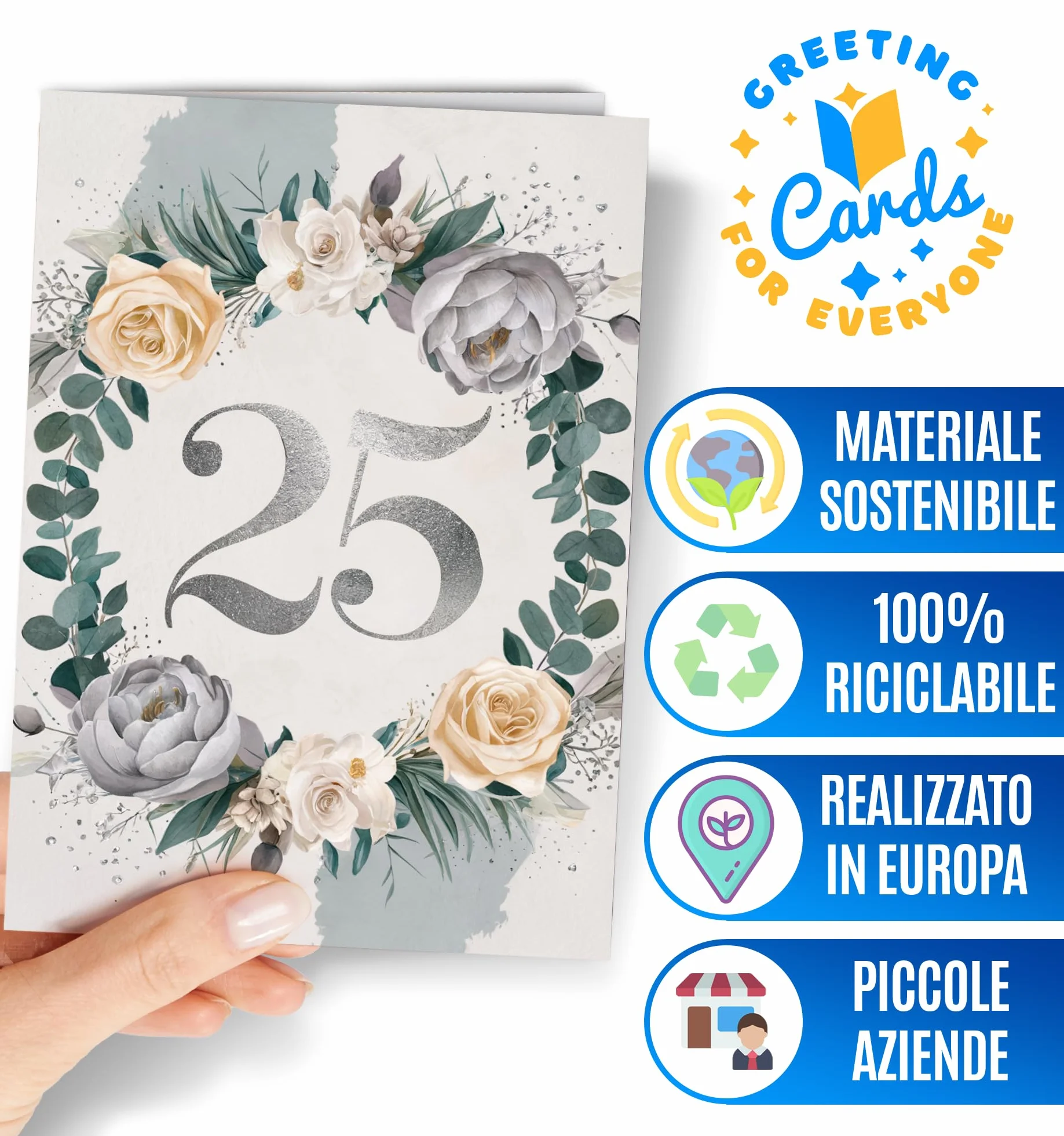 Biglietto 25° Anniversario Matrimonio - Nozze d’Argento - Regalo Anniversario per lui o per lei - Biglietti San Valentino Divertente