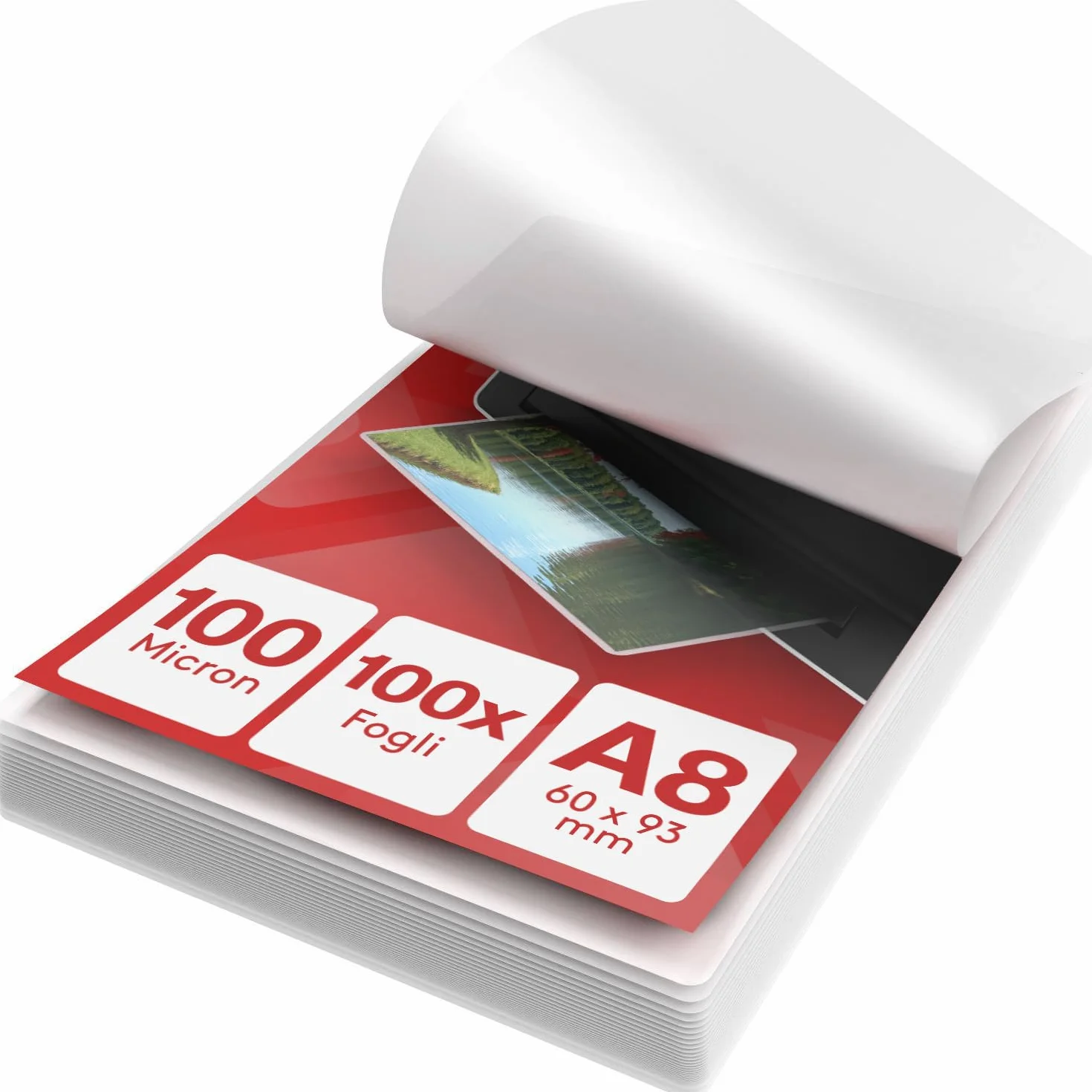 ACROPAQ Fogli plastificatrice A8 100 mic 100 pezzi Lucido Formato biglietto da visita