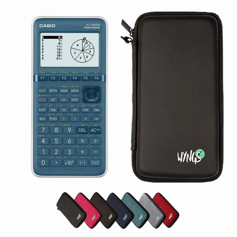 Casio fx-7400GIII con Custodia Protettiva WYNGS inclusa Nero - Calcolatrice Grafica - Pacchetto Base