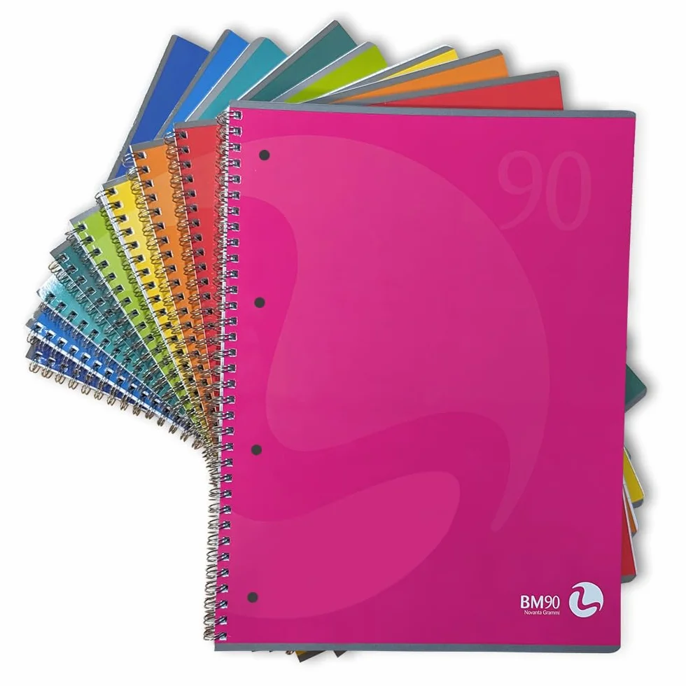 BM BeMore Blocco Spiralato Maxi Color A4 60 Fogli 90 g/mq 8 Colori Assortiti Confezione 5 Pezzi