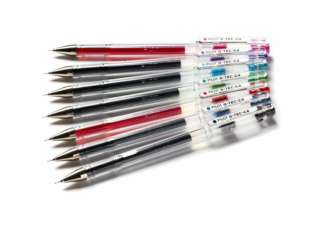 PILOT G-Tec C4 - Penna a sfera con inchiostro gel, punta da 0,4 mm, tratto da 0,2 mm, confezione da 9 colori