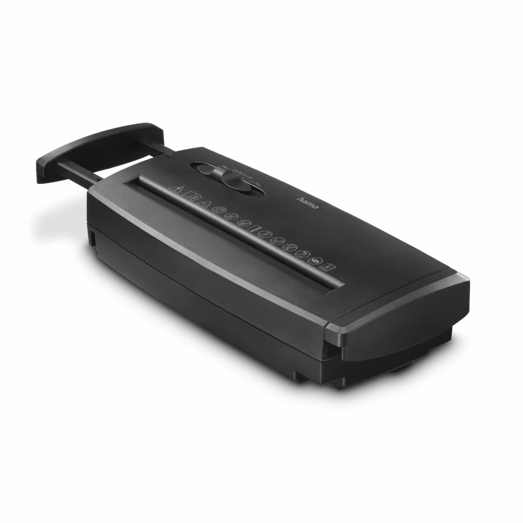 Hama Smerigliatrice di carta Classic S60, 6 fogli A4 a Volta, Distruttore di documenti con Braccio telescopico per Cesti di carta, Sicurezza P2 T2 E2, Nero