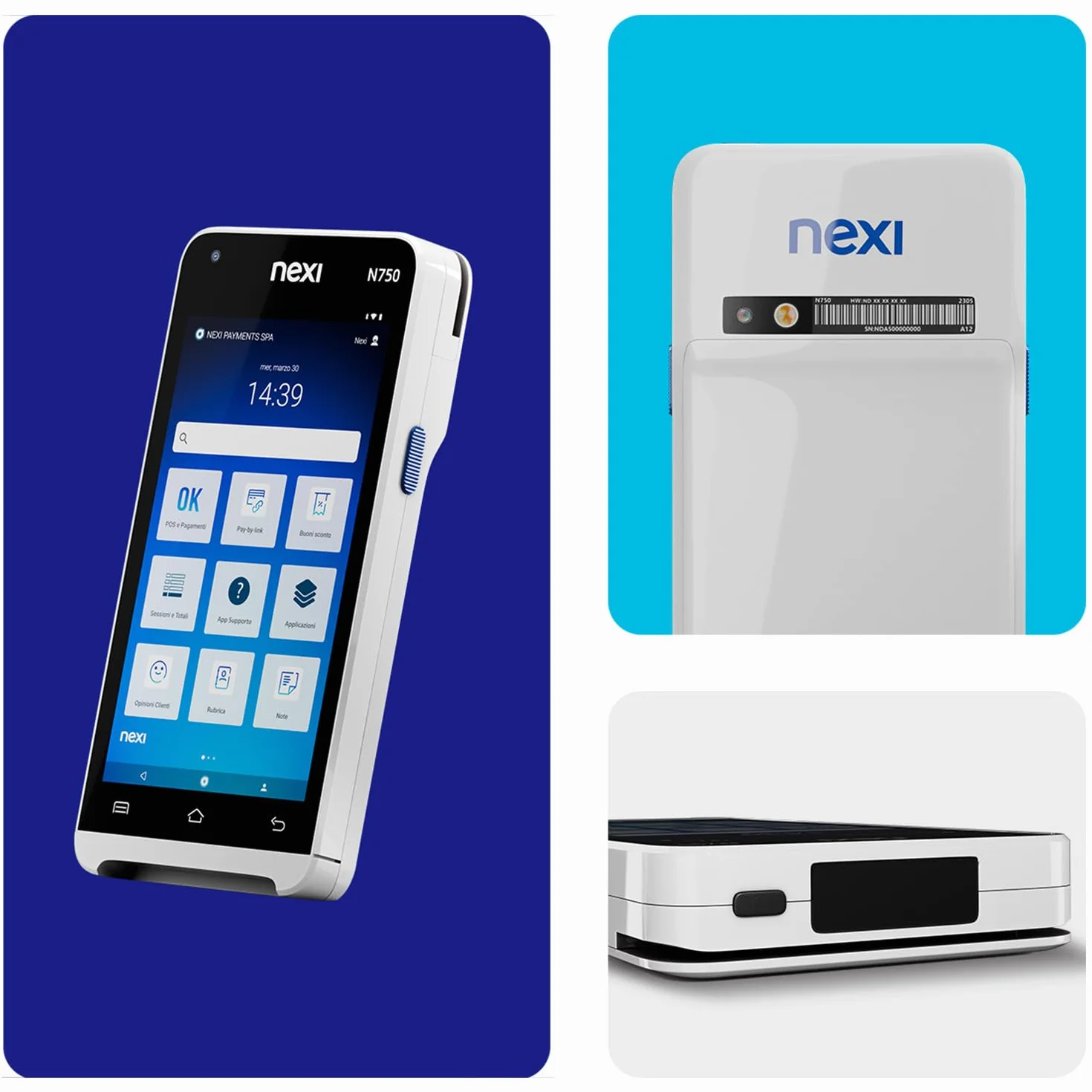 Nexi SmartPOS Mini con Cassa Fiscale integrata, Canone Zero, Pos Portatile Contactless e Lettore Elettronico per Pagamenti con Bancomat, Carta di Credito, Prepagata, Apple Pay e Google Pay