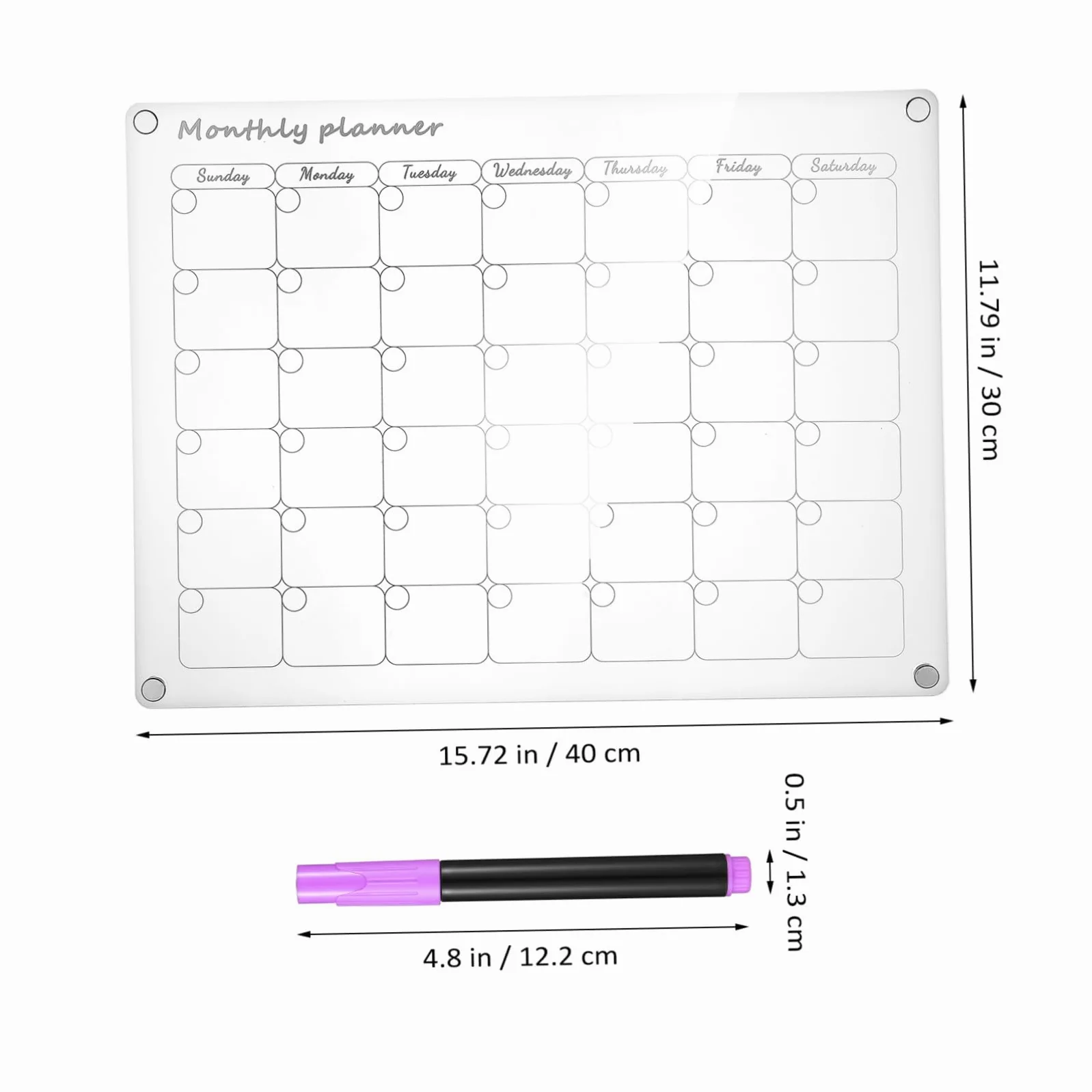 Lavagna da Scrittura in Acrilico 2 Pezzi, Planner Settimanale | Piano Mensile Incluso, Bordi Lisci e Finitura Curata, Design Antiscivolo e Facile da Pulire