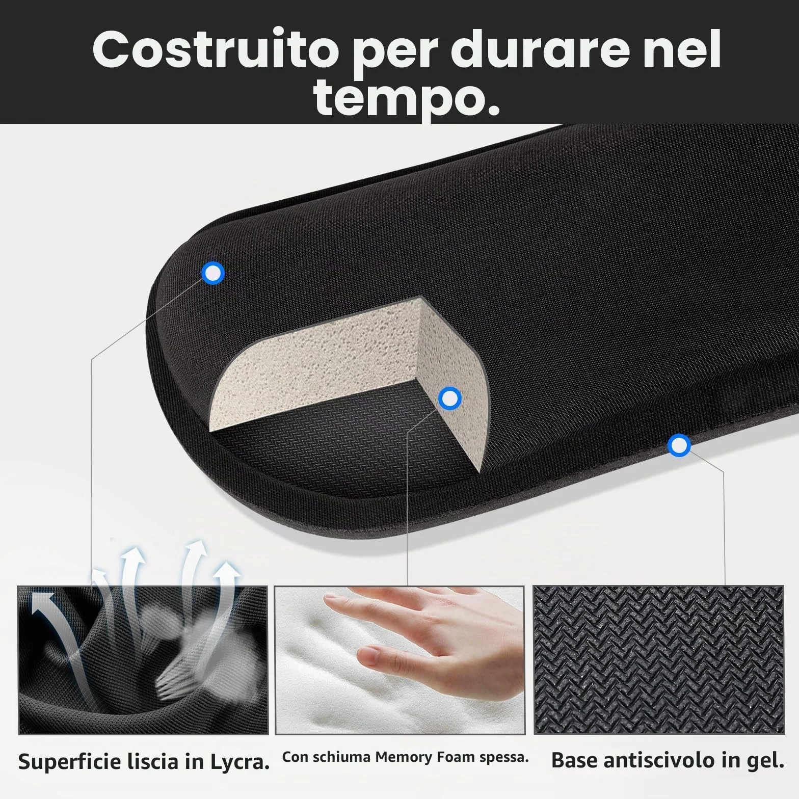 Gimars Poggia Polsi Mouse Tastiera Ergonomico Schiuma Memoria Gel Supporto Mouse Poggiapolsi per Alleviare Dolore Digitazione Gaming Ufficio Nero