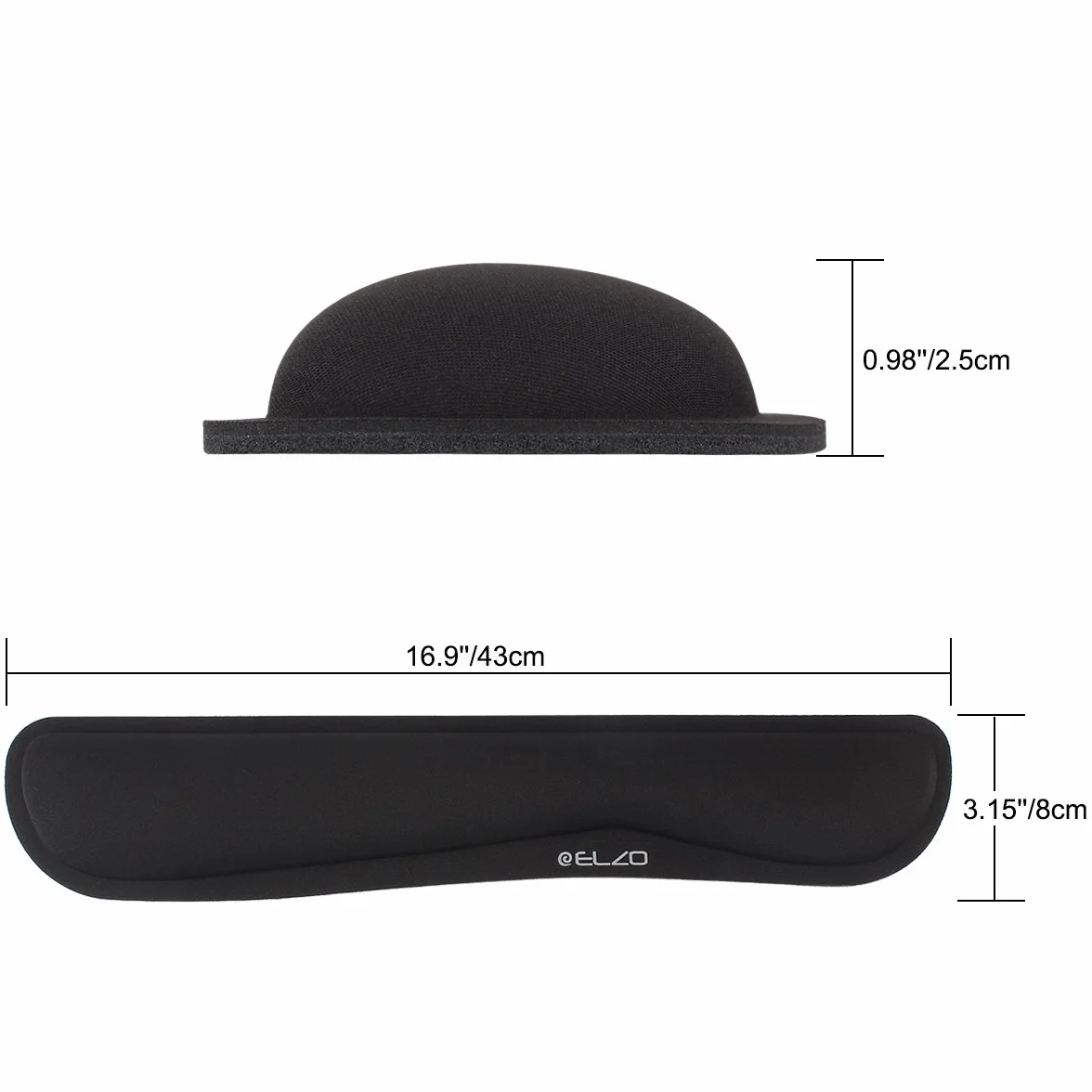 ELZO Poggiapolsi per Tastiera Memory Foam, Wrist Rest Cuscinetto Supporto Palmi Polsi per Computer Portatile, Nero