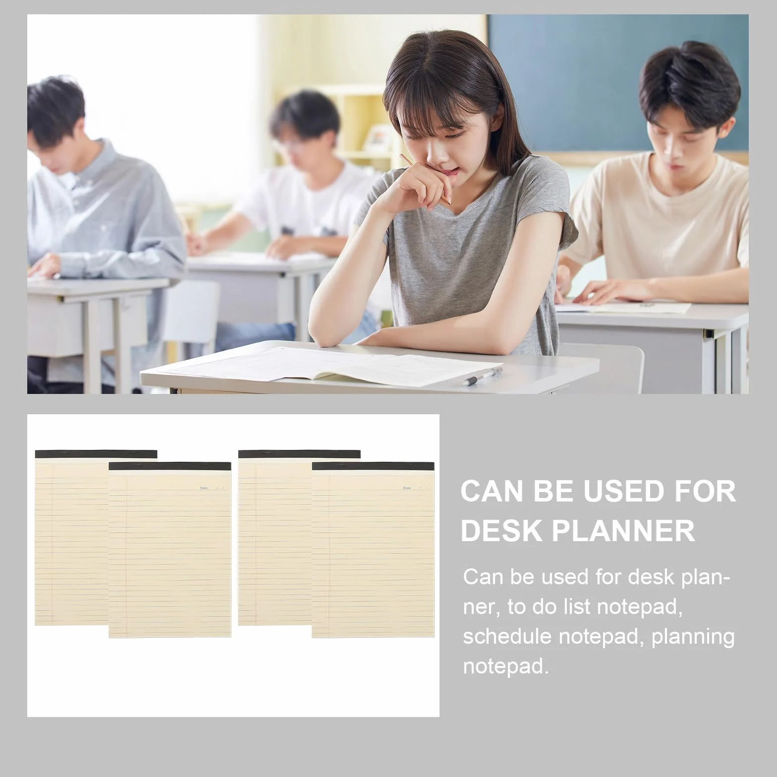 Block Notes Legal Pad A4 4 Pezzi Carta Strappo Beige | Design senza Data, Portatile per Pianificazione e Agenda, Uso Ufficio e Studio