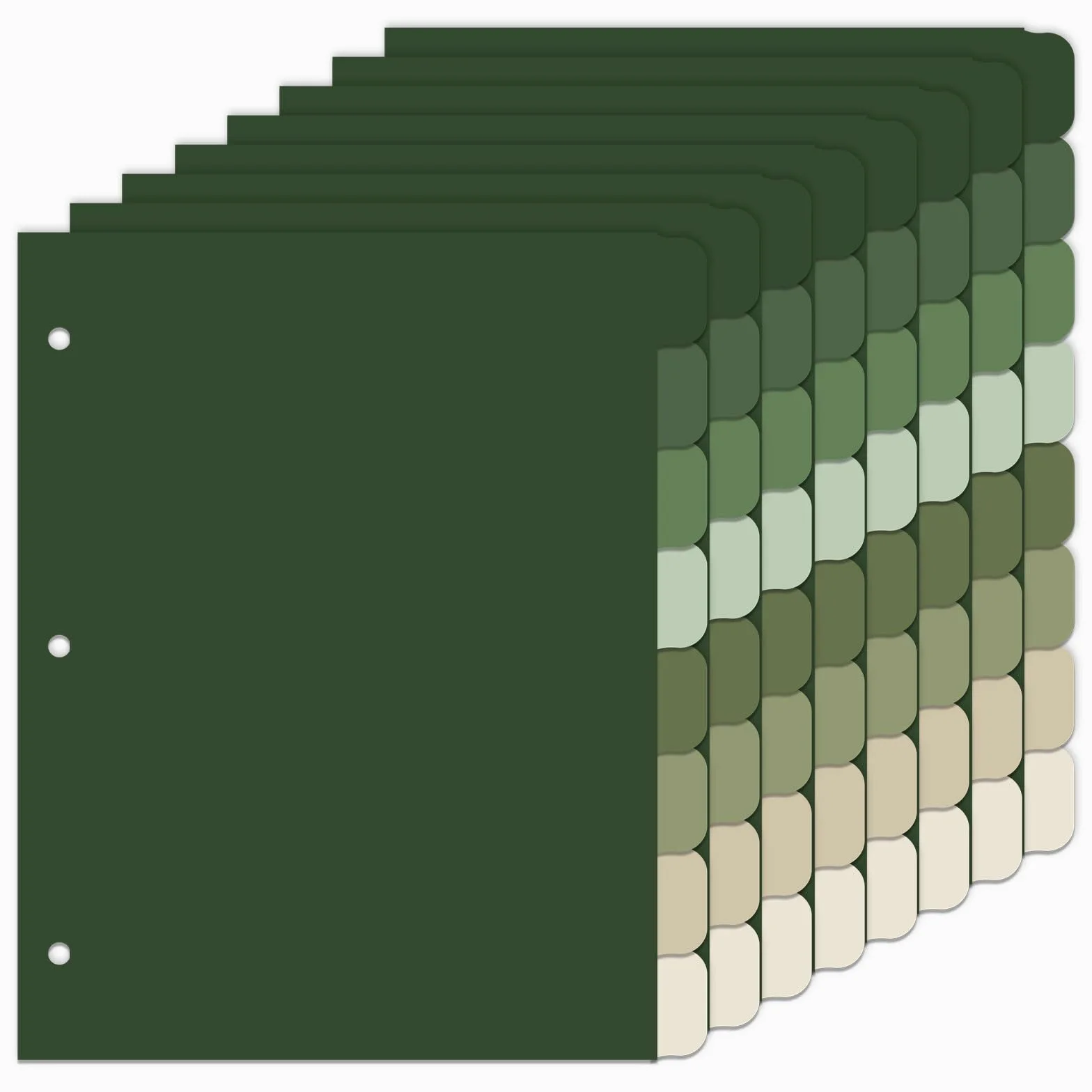 Whaline Set di 64 divisori colorati a 3 anelli, in plastica, per quaderni, casa, ufficio, scuola, set da 8 pezzi, colore: verde salvia