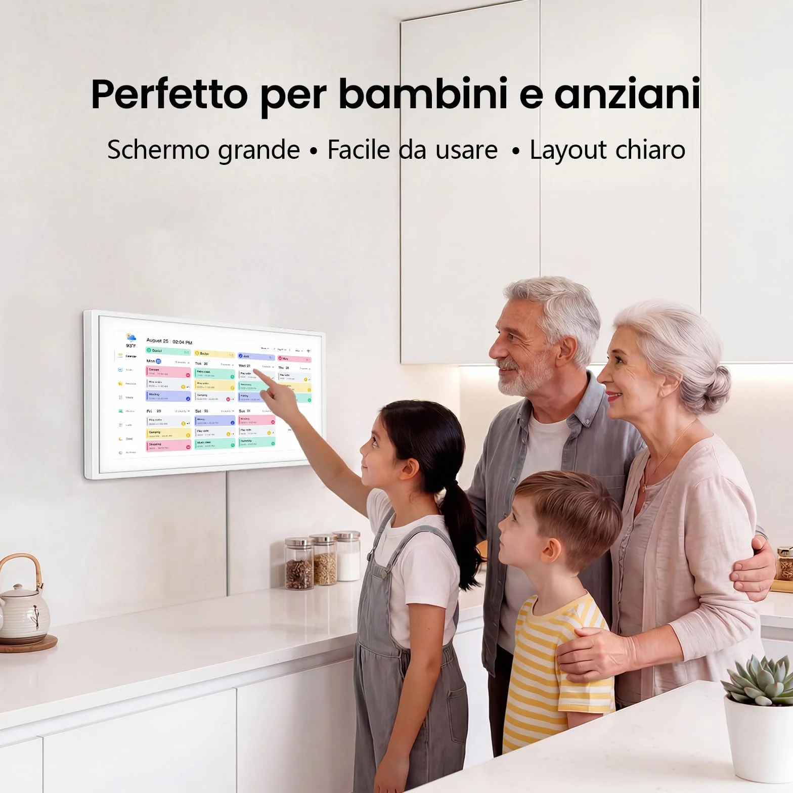 NEWYES 2026 Calendario Digitale da Parete 15,6", Agenda familiare interattiva con touchscreen, Organizzatore e Planner Familiare con Display IPS Full HD 1920×1080, Ideale per Regali e la Casa
