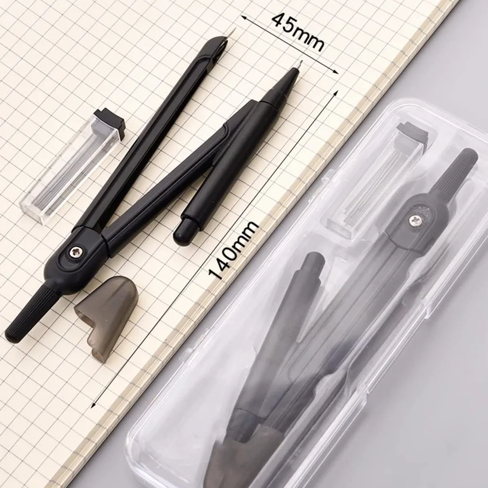 BATLAM Bussola Kit di Geometria Geometria Nera Set di Matematica Bussola e Matita Strumenti da Disegno per Studenti Cancelleria Bussola Bussola Disegno Goniometro Set di Bussole (Color : 1pcs) (1pcs)