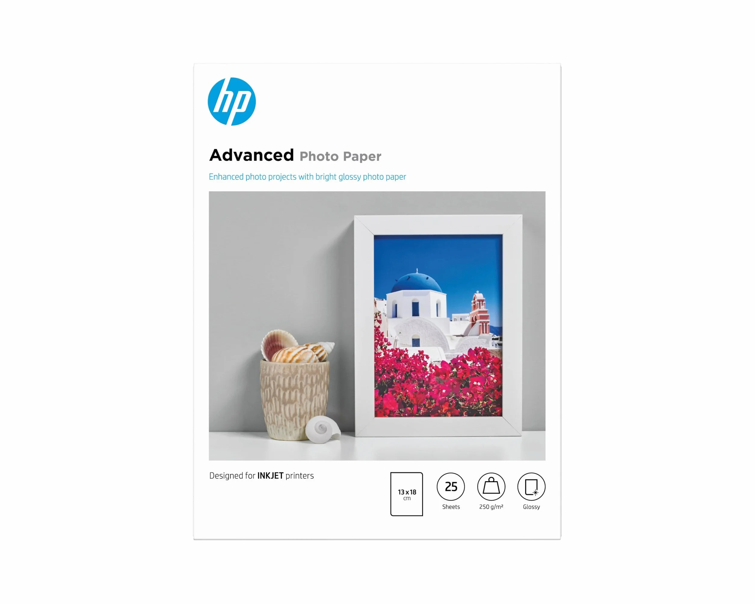 HP Carta fotografica lucida Q8696A 250 g/m2 13x18 cm 25 fogli