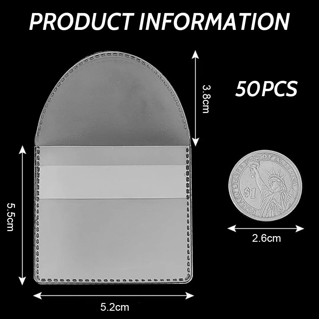 50 Pezzi Buste per Monete Porta Monete PVC Trasparente 5,5 x 5,2 cm