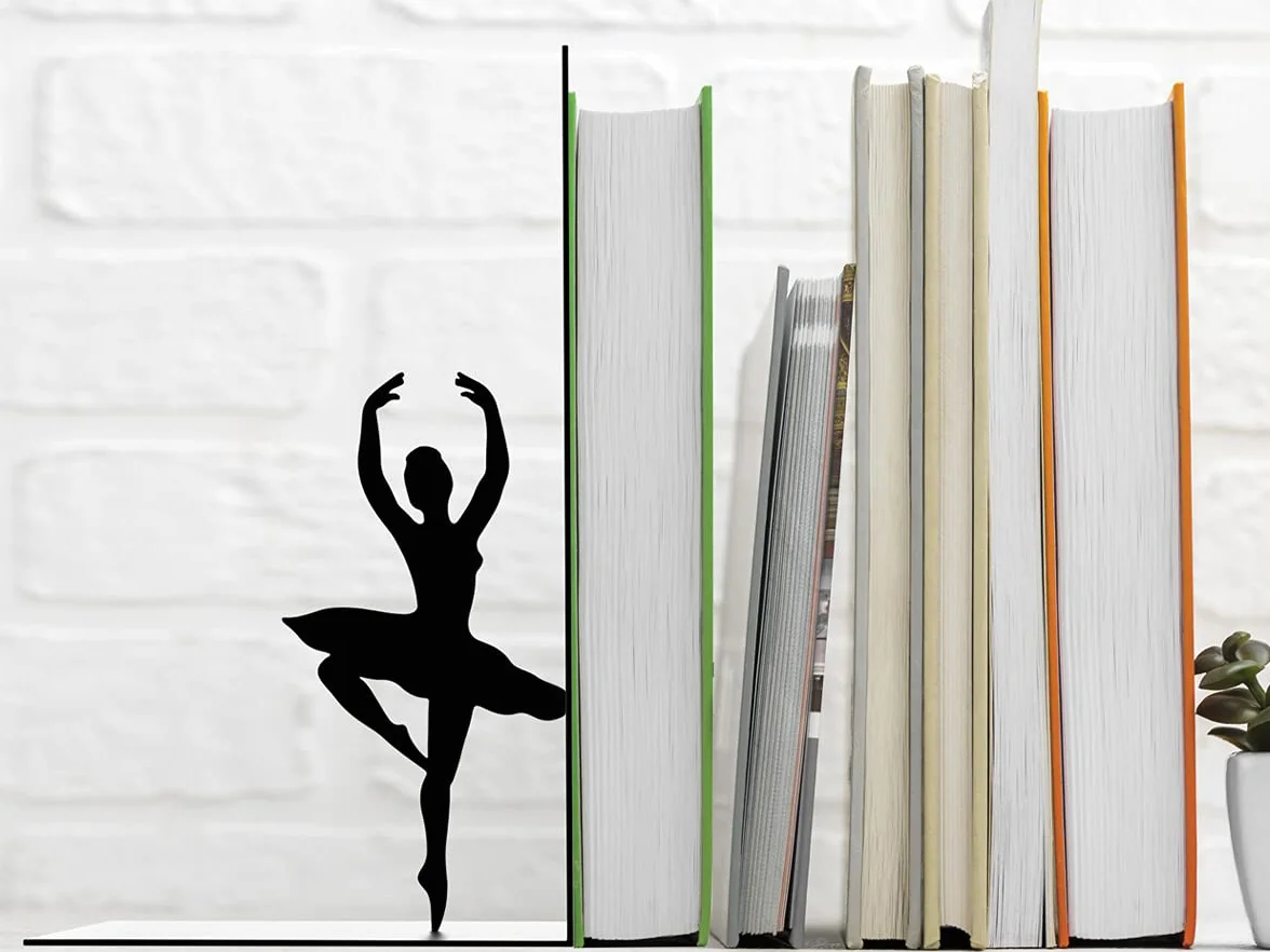 I-TOTAL Supporto per Libri Simpatico in Metallo, Fermalibri Reggilibri per Scaffale Tavolo Idea Regalo (BALLERINA)