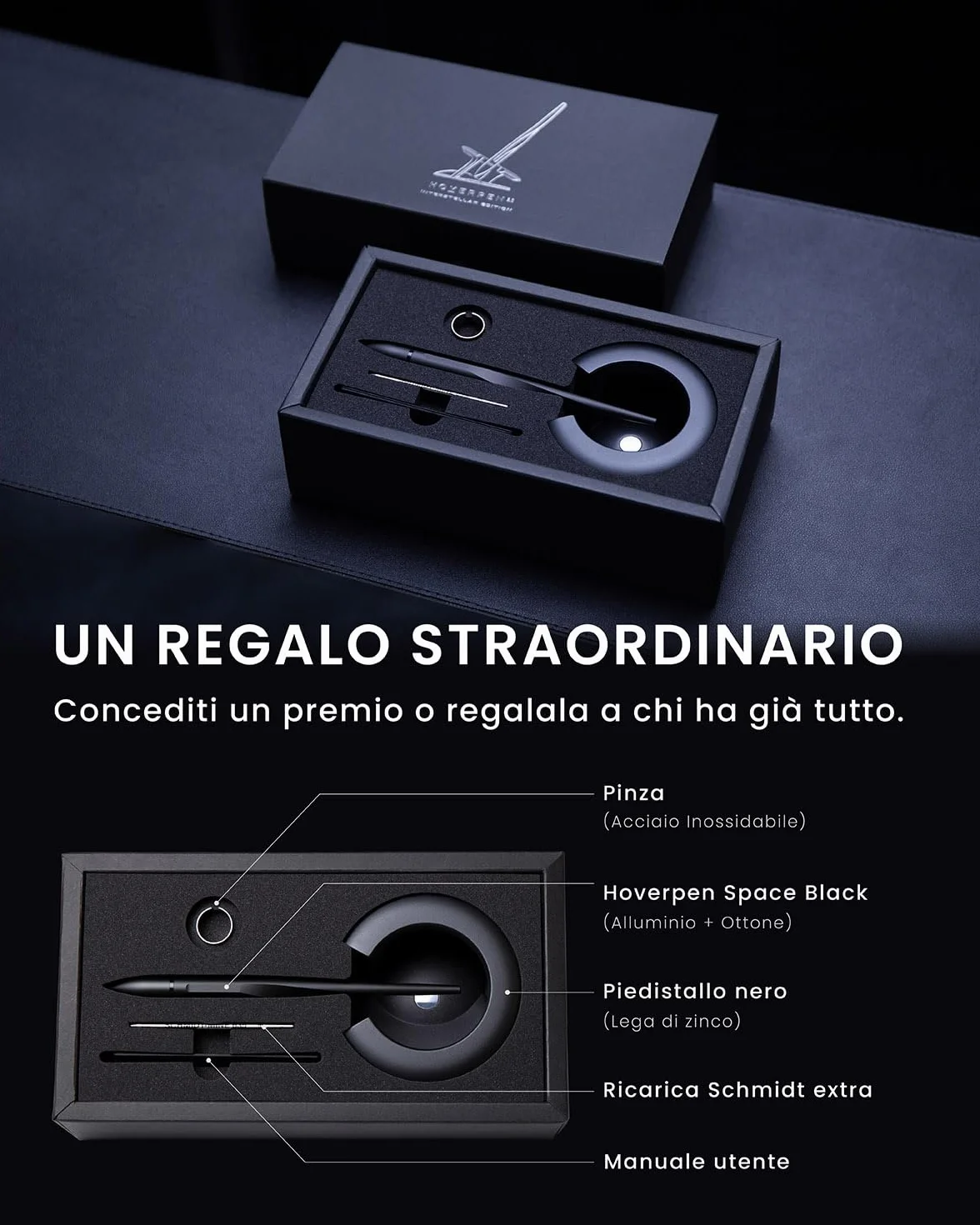 Novium Hoverpen Interstellar Penna fluttuante da scrivania levitazione magnetica Space Black