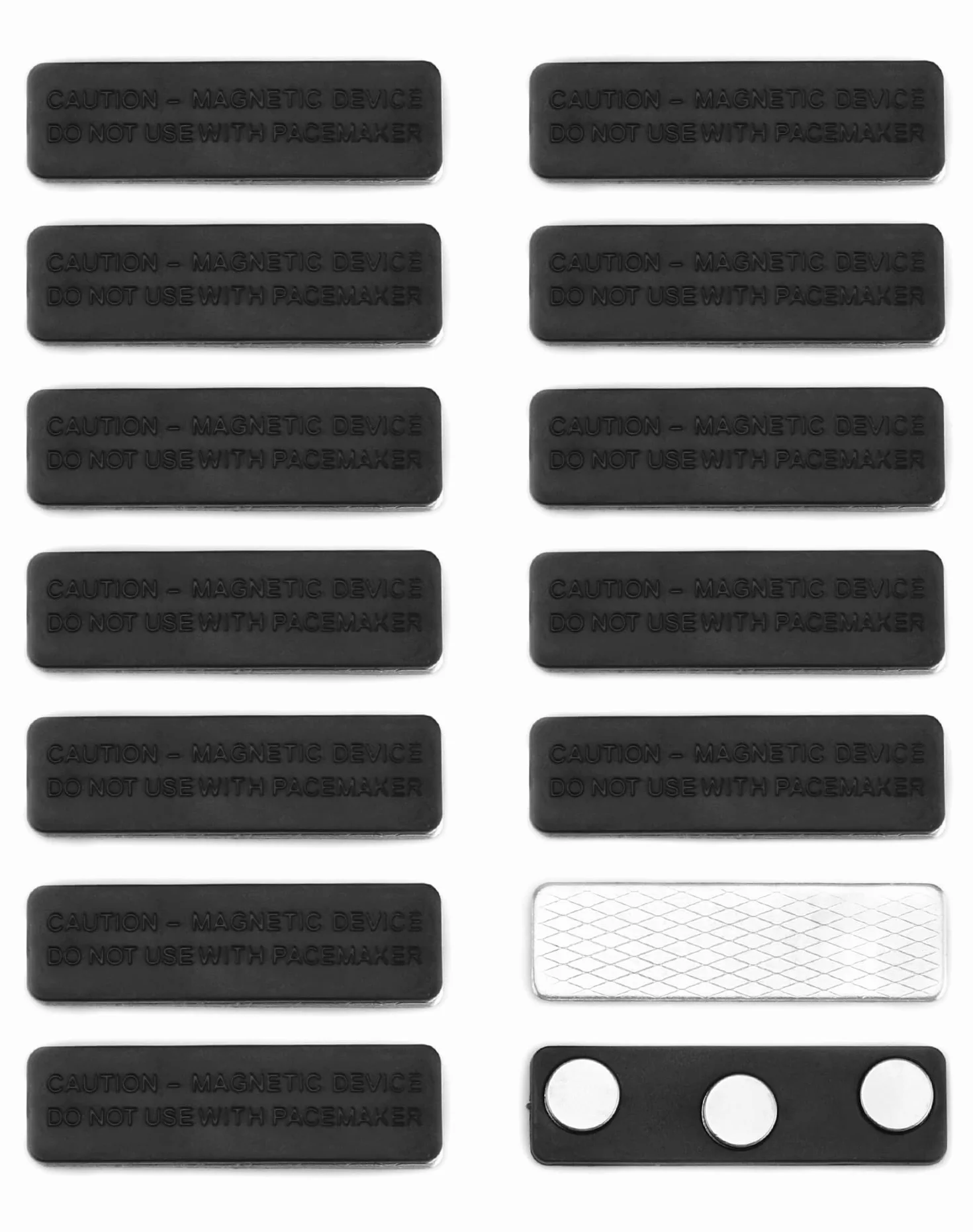 QWORK 12 Pezzi Porta Badge Magnetico 45*13mm Nero con 3 Potenti Magneti Nastro Adesivo 3M