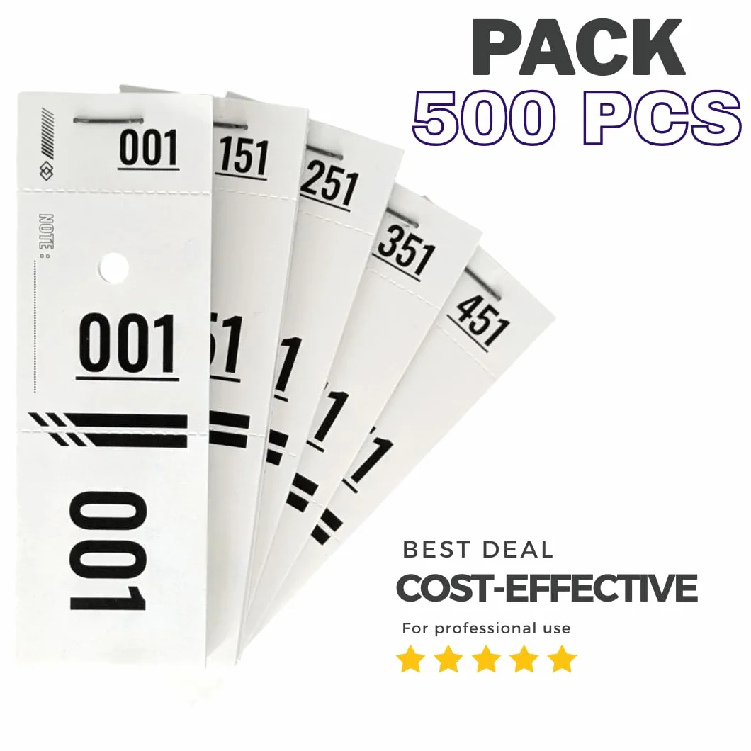 Biglietti Guardaroba Numerati 500 Pezzi Carta Spessa 120g Ticket Staccabili 12x4cm Made in Italy Bianco