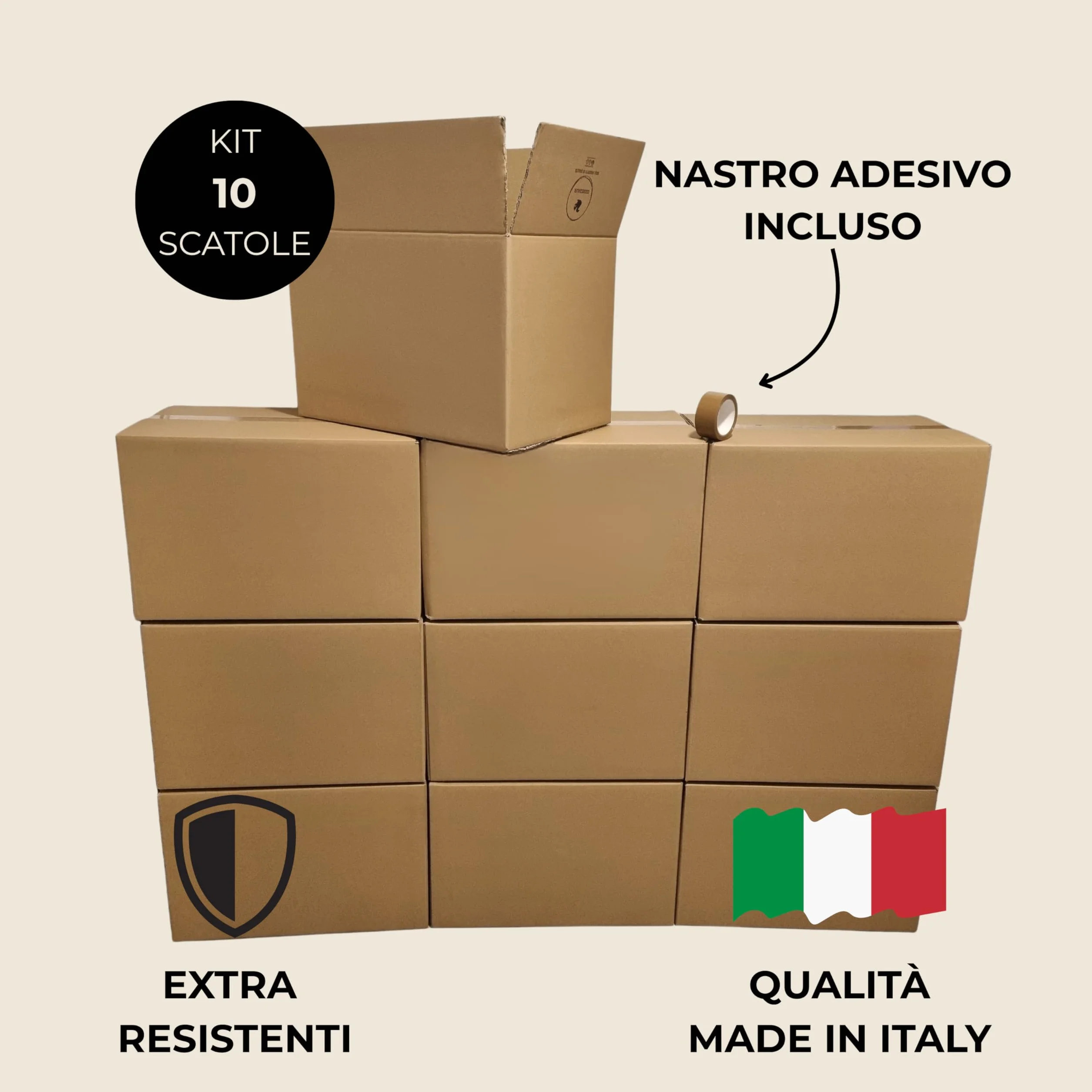 Scatole Trasloco 60x40x40 cm con Nastro Adesivo – Scatoloni Extra Resistenti a Doppia Onda Rinforzata Made in Italy CUOREDIALFA