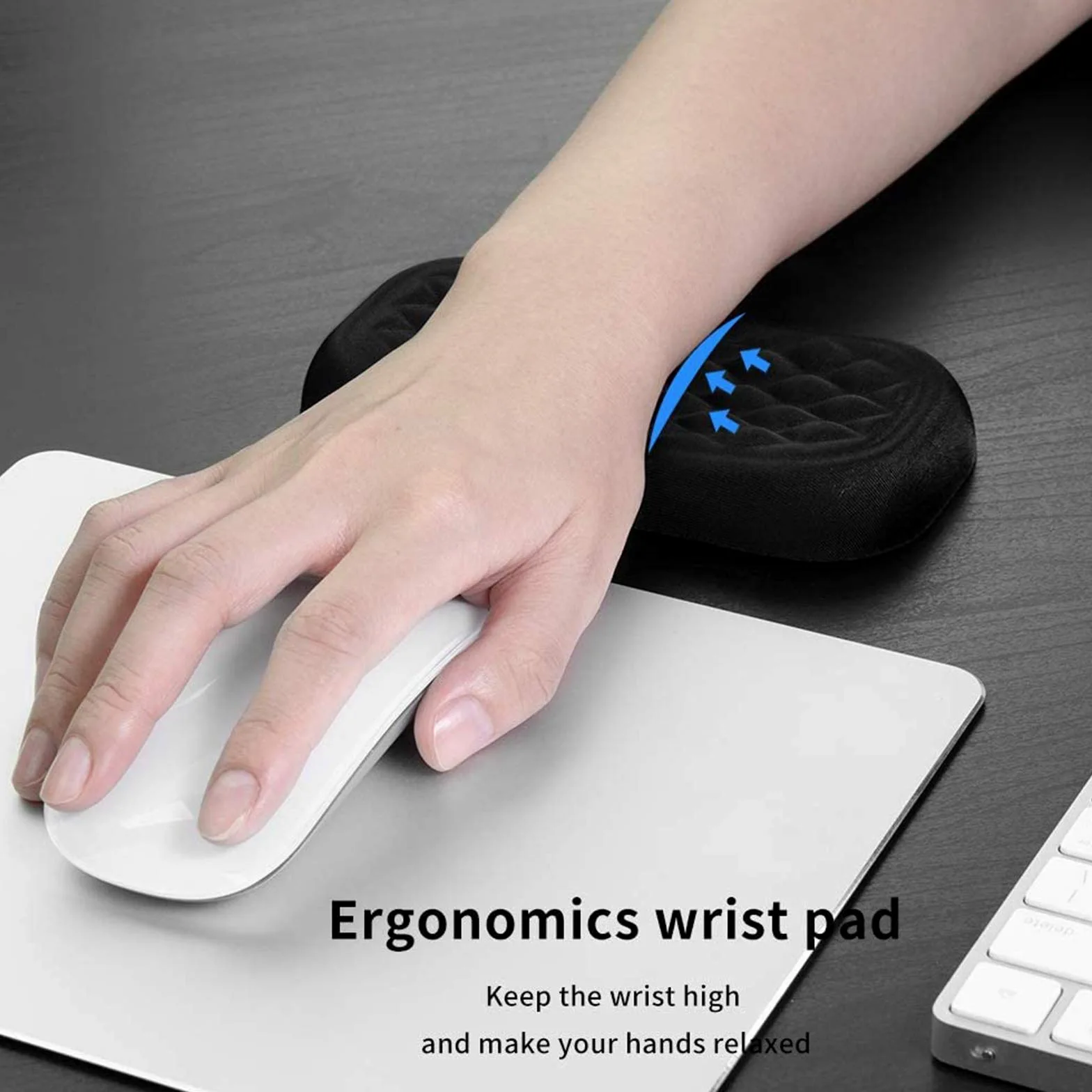 Poggiapolsi per Mouse E Tastiera, Ergonomico Tappetino per Mouse con Poggiapolsi in Gel Poggiapolsi per Tastiera con Memory Foam per Computer(Nero)