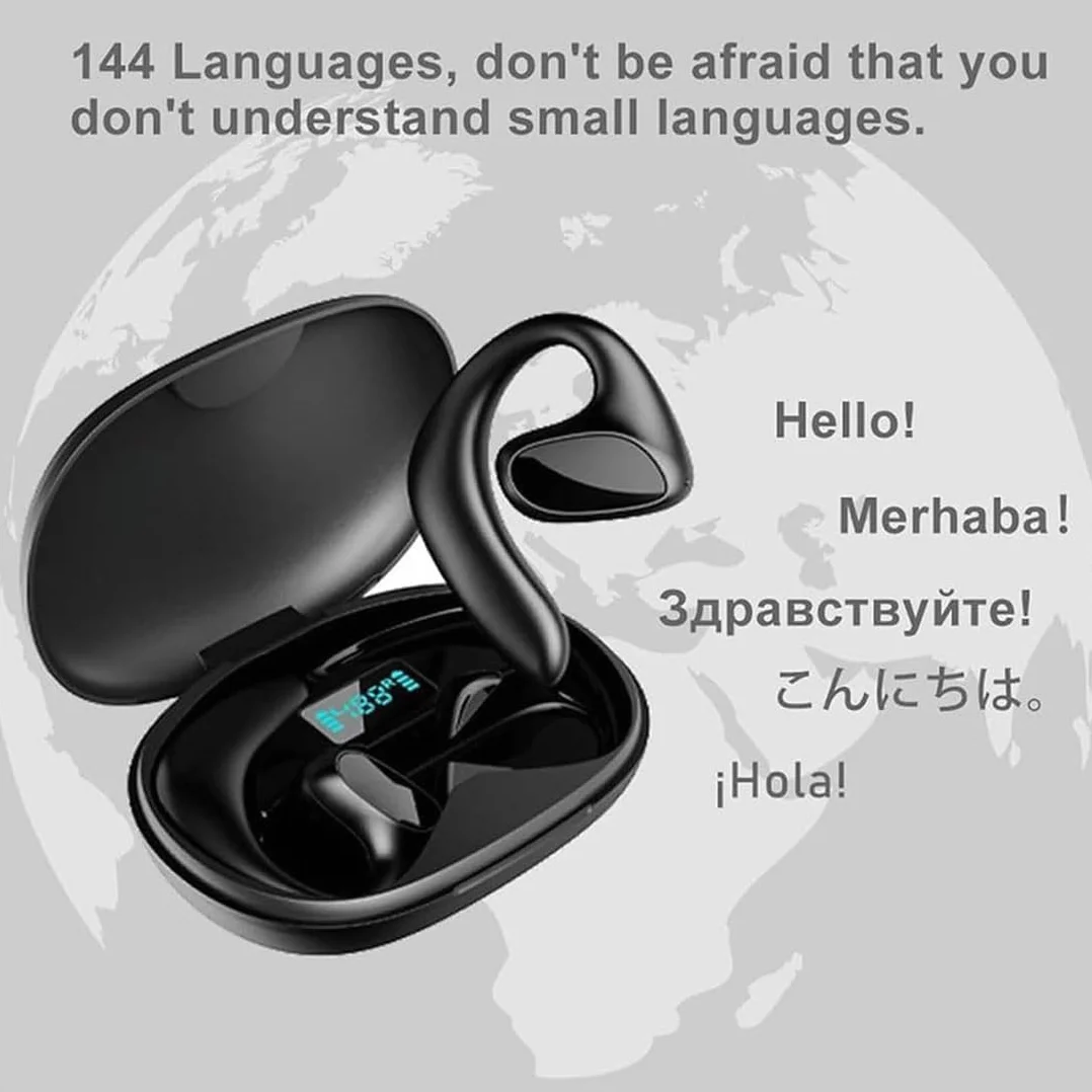 Meacode Ai Translation Earbuds, Meacode Traduttore 144 Lingue, Funzione Offline, Cancellazione, Auricolari Traduttore Simultaneo Ideali per Viaggi/Affari/Apprendimento (Black)