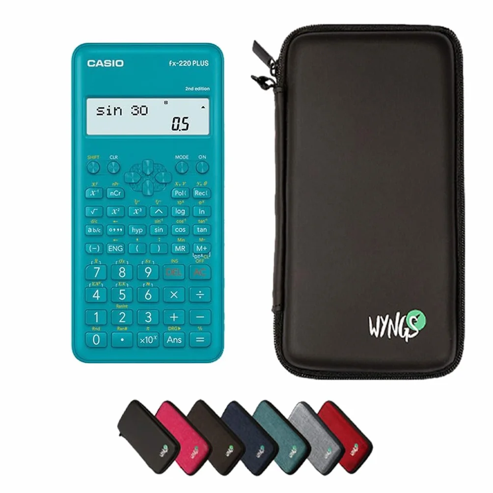 Casio fx-220 Plus 2nd edition con Custodia Protettiva WYNGS inclusa Nero - Calcolatrice Scientifica - Pacchetto Base