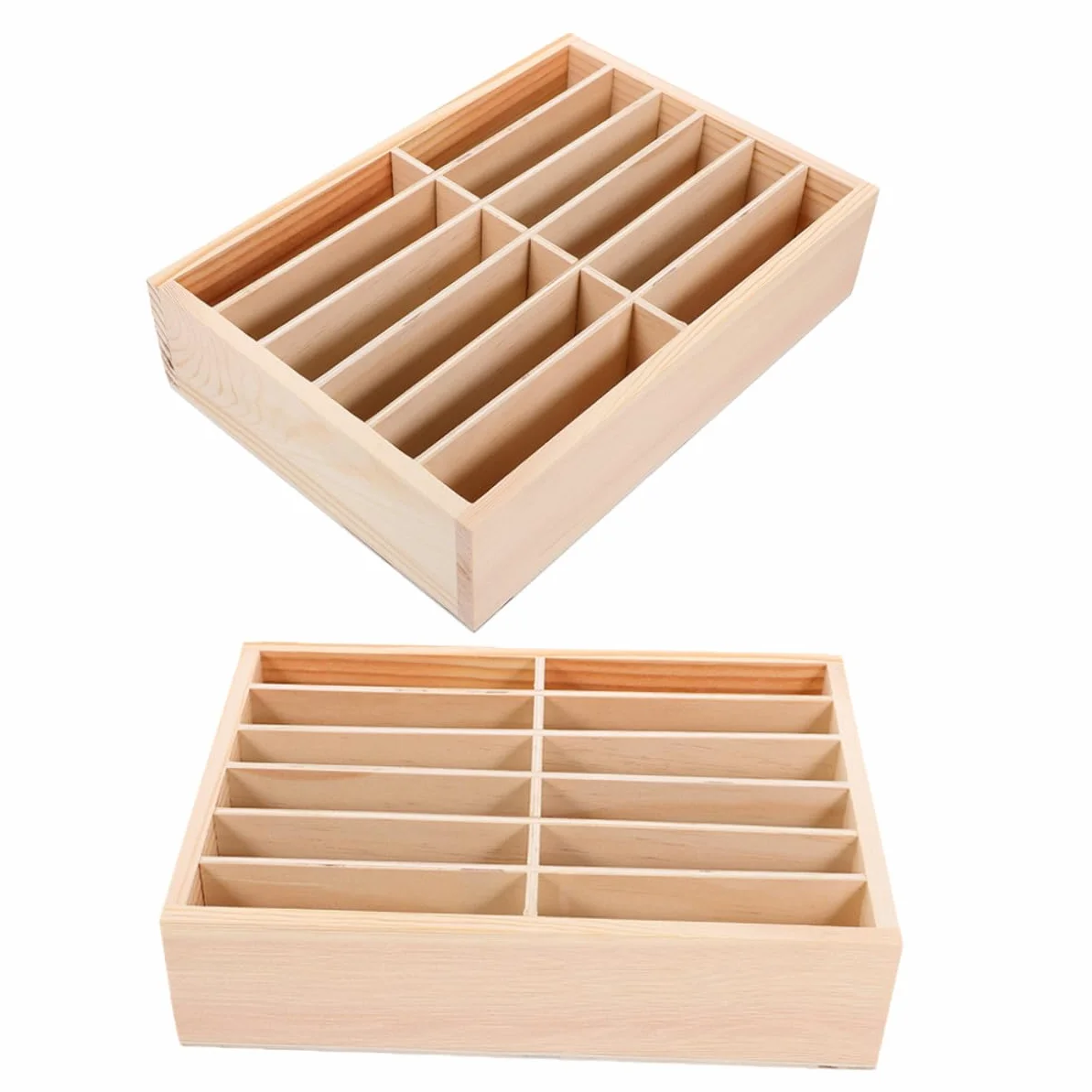 Homoyoyo Organizer in Legno Per Cellulare 12 Scomparti, Porta Telefono Da Tavolo Compatto e Protettivo, Supporto Per Cellulare Da Ufficio e Aula, Set 2 Pezzi Per Gestione e Archiviazione Telefoni