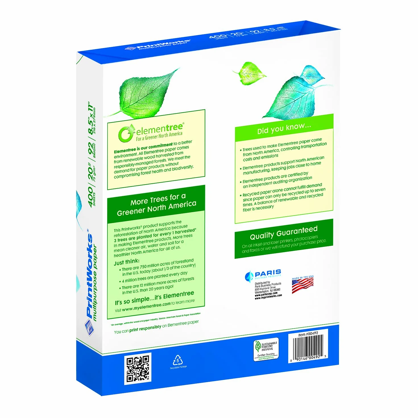 PRINTWORKS - Multipurpose Paper 8.5" x 11", 20 Pound, 92 Bright - 400 Sheets