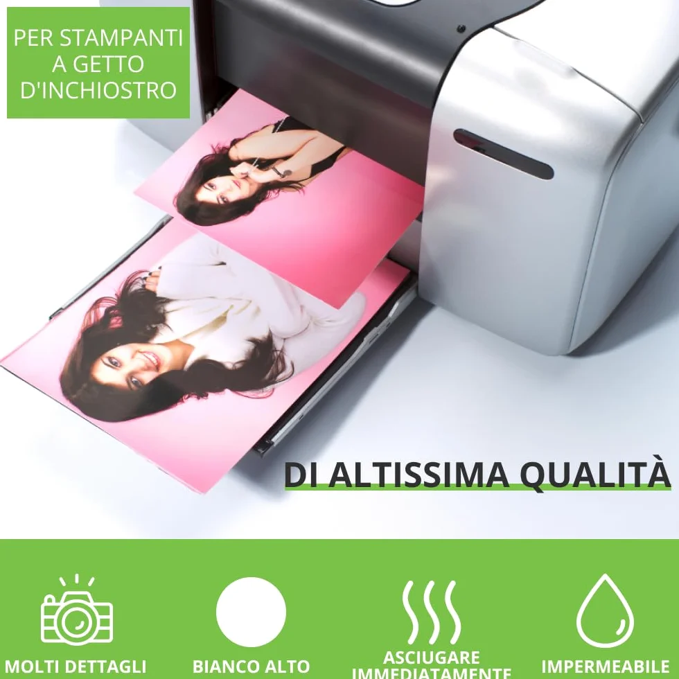 Carta fotografica PrintPro di COLORWAY ad alta lucentezza DIN A4 180g/m² 500 fogli Asciugatura istantanea Impermeabile per tutte le stampanti a getto d'inchiostro