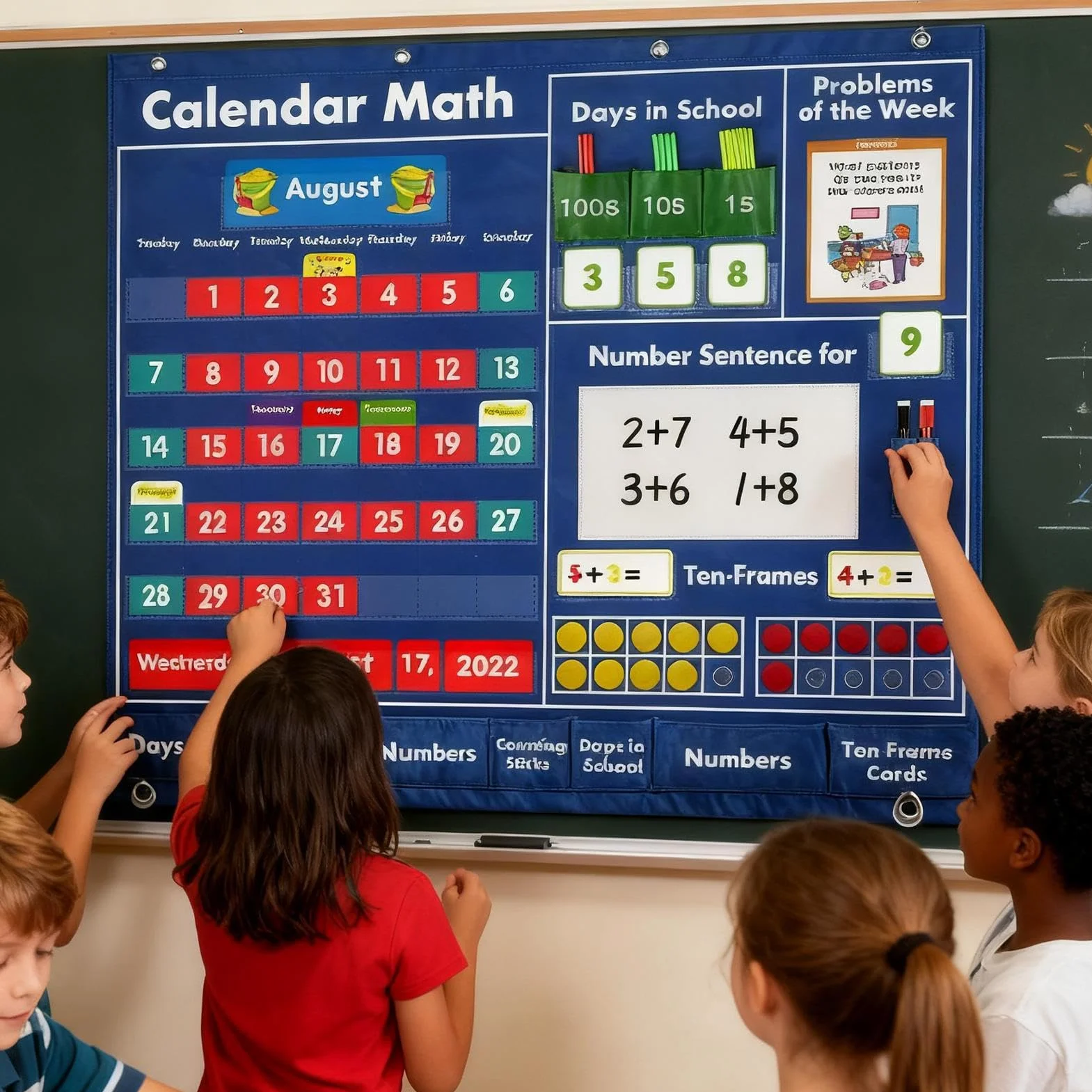 Calendario Con Tasche Per La Classe Attività Con Materiali Modulari | Attività Di Matematica Quotidiane Per Bambini Ragazzo Insegnante Genitore Vacanza Classe Casa Scuola Materna Elementare