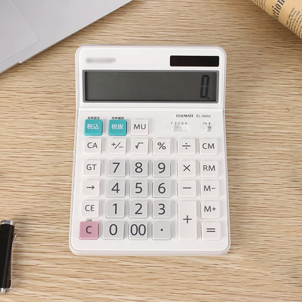 calcolatrice, Calcolatrice da tavolo a 12 cifre, calcolatrice elettronica con display a LED, doppia alimentazione solare a batteria, for studenti, ufficio