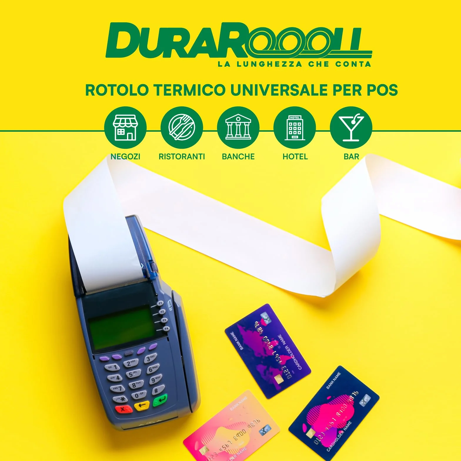 DuraRoooll 40 Rotoli Carta Termica POS 57x36mm 16m Compatibile Nexi SumUp Pax Axerve Ingenico Smart POS