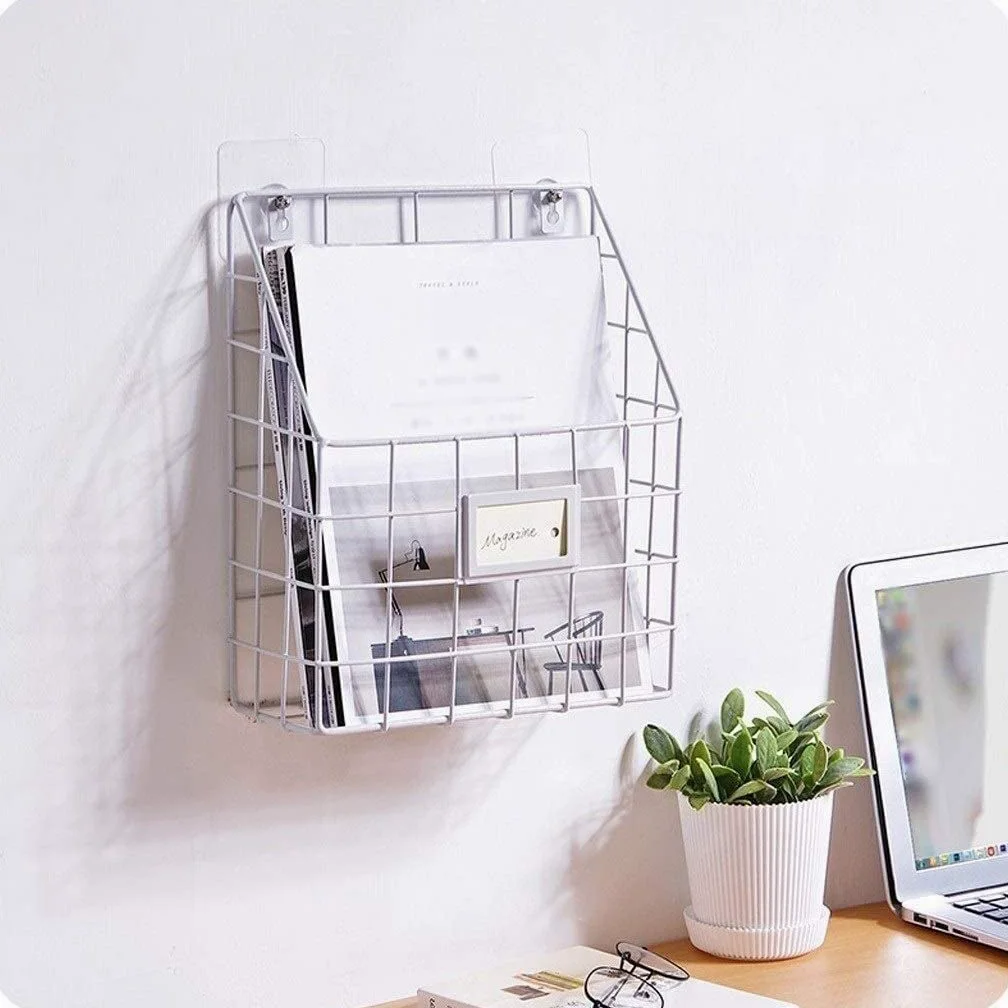 Reggi Libri, Fermalibri Scaffale Da Parete In Ferro, Cesto Portaoggetti Creativo Scaffali Per Giornali Semplici Per Riviste Per Soggiorno, Studio, Camera Letto Ufficio Casa Scrivania(A)