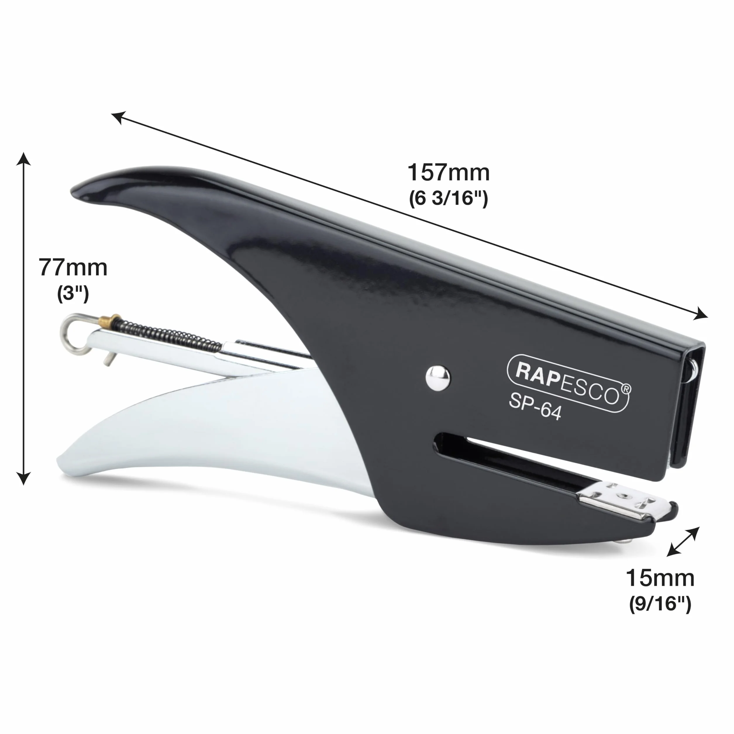 Rapesco SP-64 Cucitrice a Pinza 21/4 mm, 1000 Punti, 12 Fogli, Nero