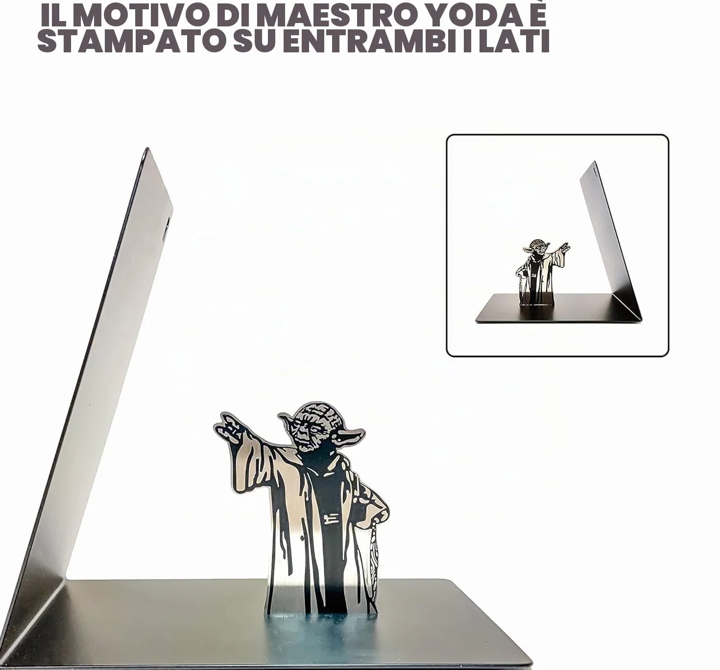 Master Yoda Force Fermalibri in Metallo con Stampa su Entrambi i Lati, Regalo Creativo per Appassionati di Star Wars