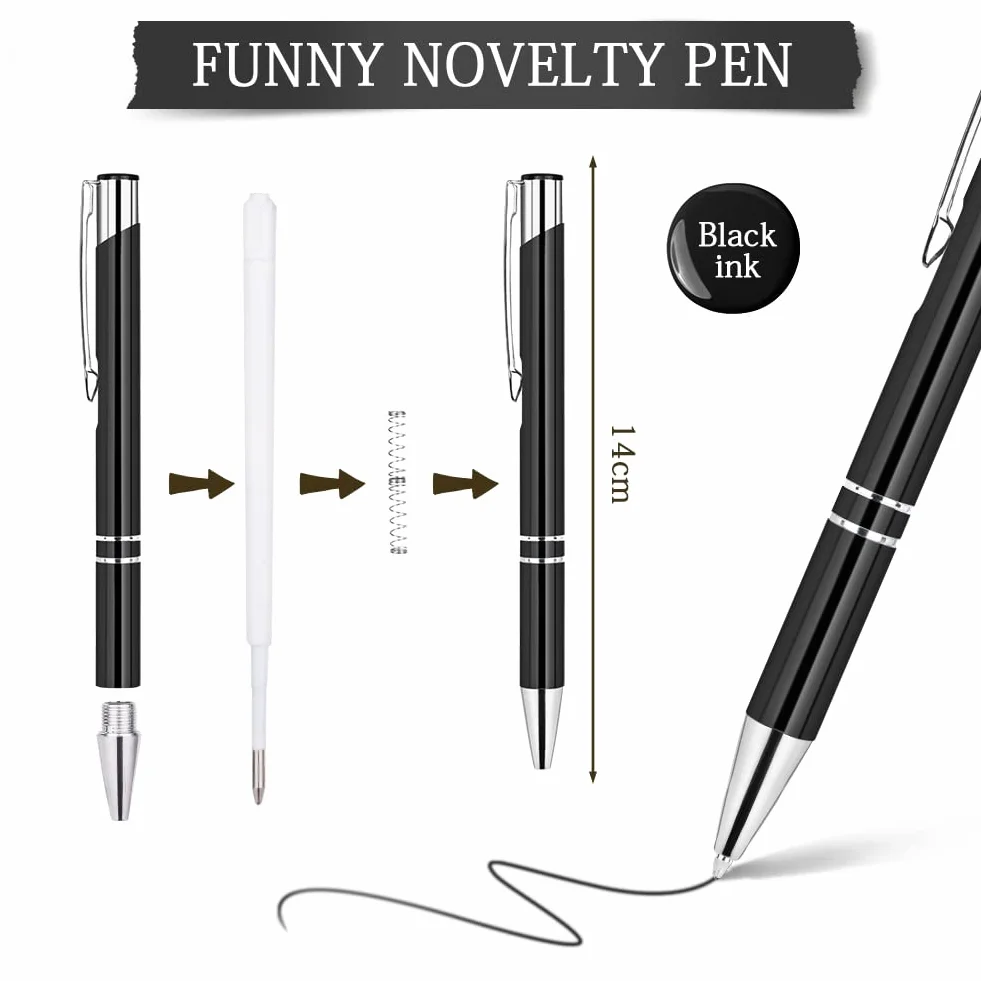 AUAUY Penne a Sfera in Metallo Retrattile, Punta Media 1.0 mm, Confezione da 12, Inchiostro Nero