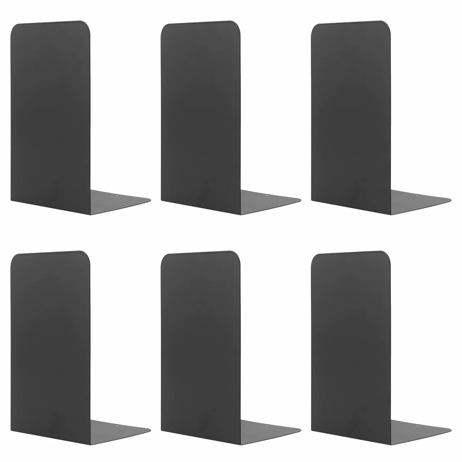 Fermalibri in Metallo per Mensole 3 Paia - Reggilibri da Ufficio, Casa, Biblioteca, Scuola (Nero)