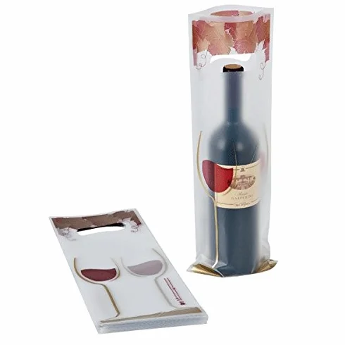 Propac Z-SHBL Shopper in Plastica con Manico per Bottiglie, 15 x 44 cm, Colore Trasparente - Set di 50 Pezzi