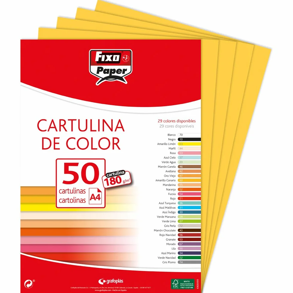 Fixo Cartoncini A4 Giallo Confezione 50