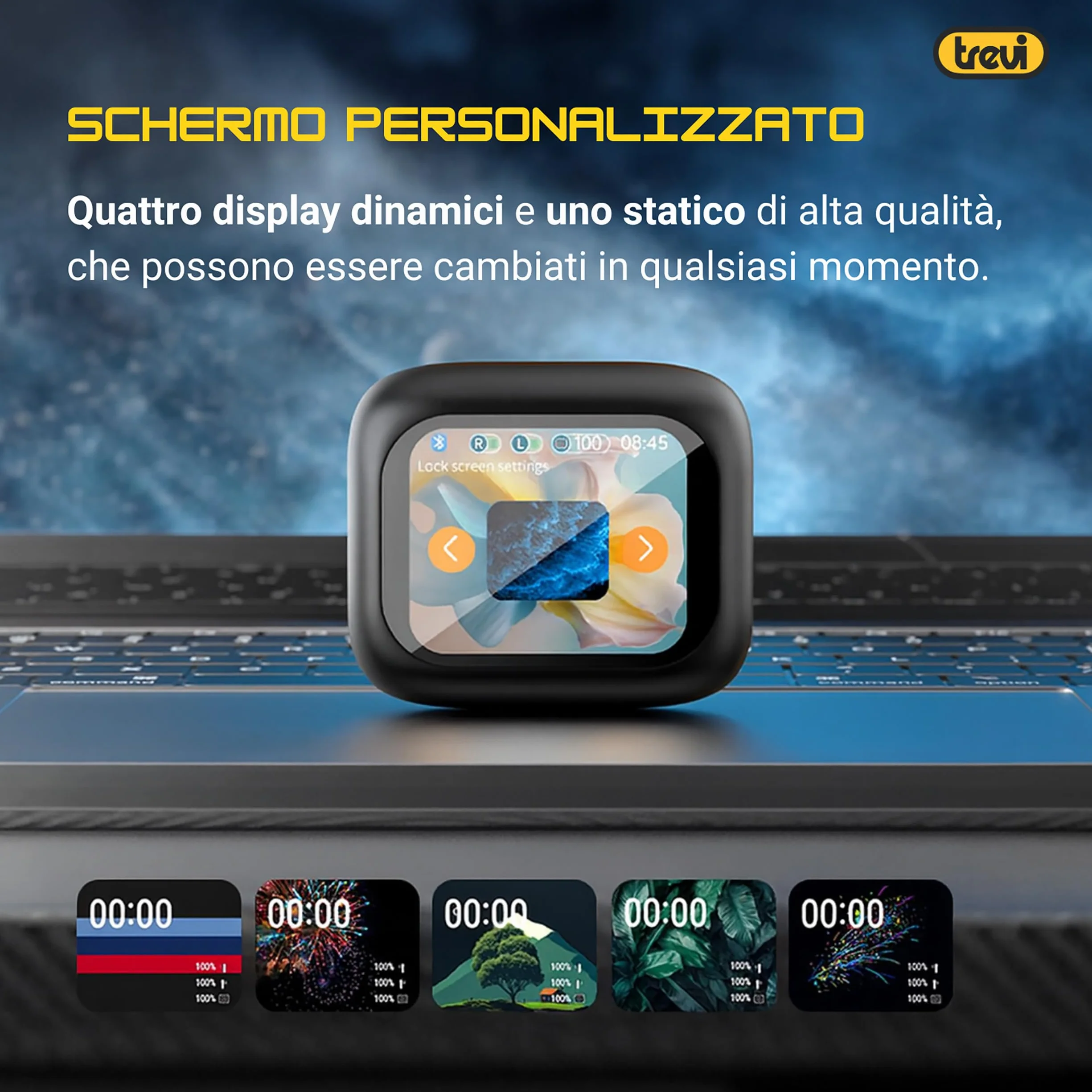 Trevi EAR 100 AID Cuffie Wireless con Traduzione Simultanea AI, ANC/ENC, Display Touch, Audio Hi-Fi, Custodia Ricarica USB-C, Controlli Smart, Nero