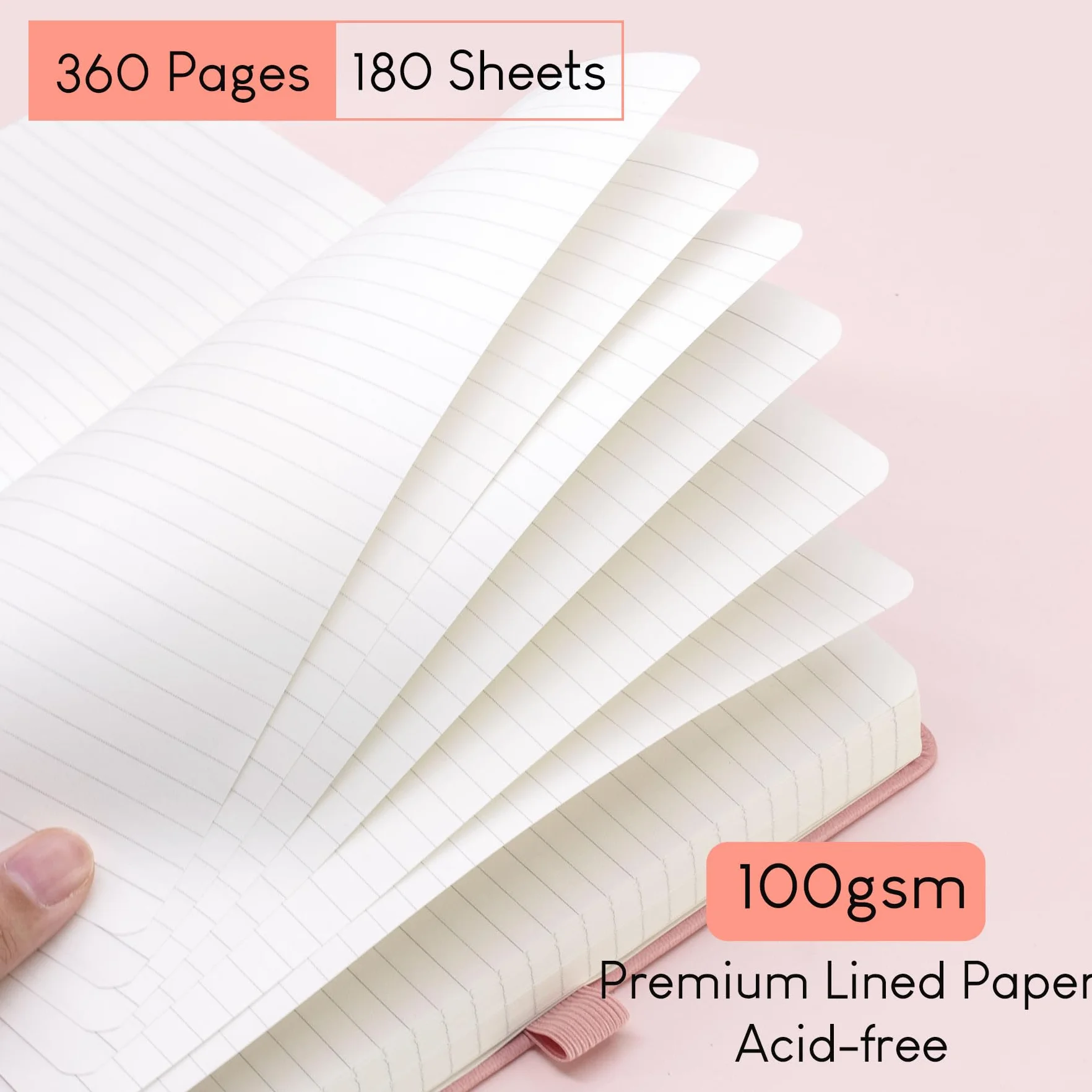 STATIONERY ISLAND Quaderno A5 Righe, 360 Pagine, Copertina Rigida, 100 g/m²
