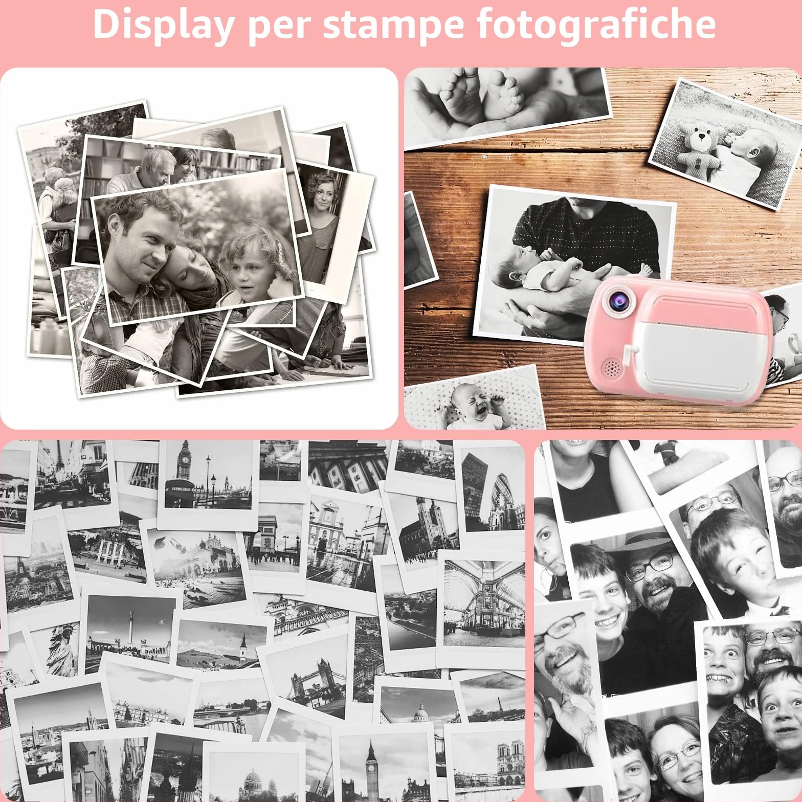 Carta termica per bambini macchine fotografiche istantanee 10 rotoli, zero inchiostro