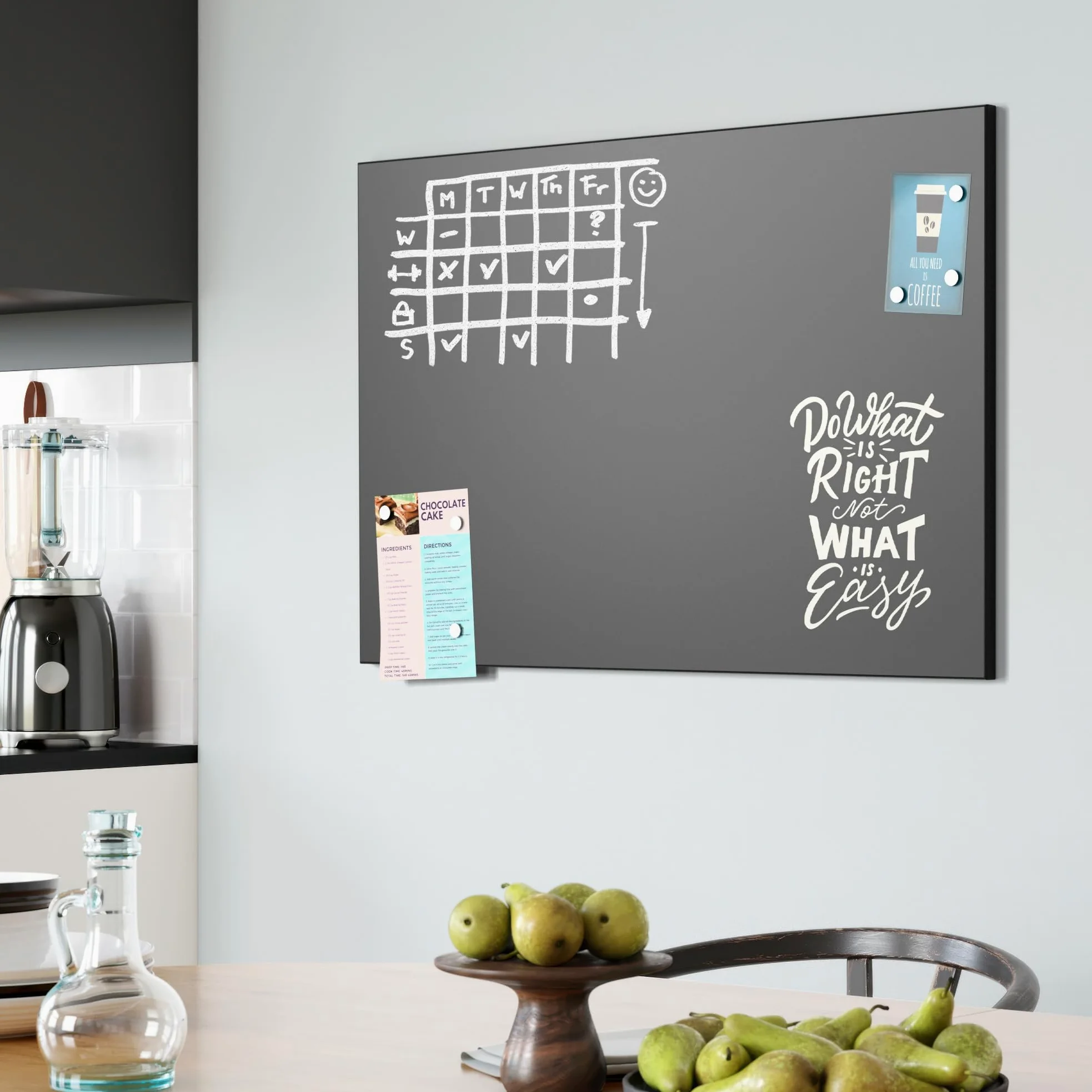 DEQORI Lavagna magnetica con stampa UV | motivo "inciampare porta all'obiettivo" | Design rettangolare 90 x 60 cm | Lavagna in metallo gesso scrivibile – Decorazione da parete per cucina, corridoio