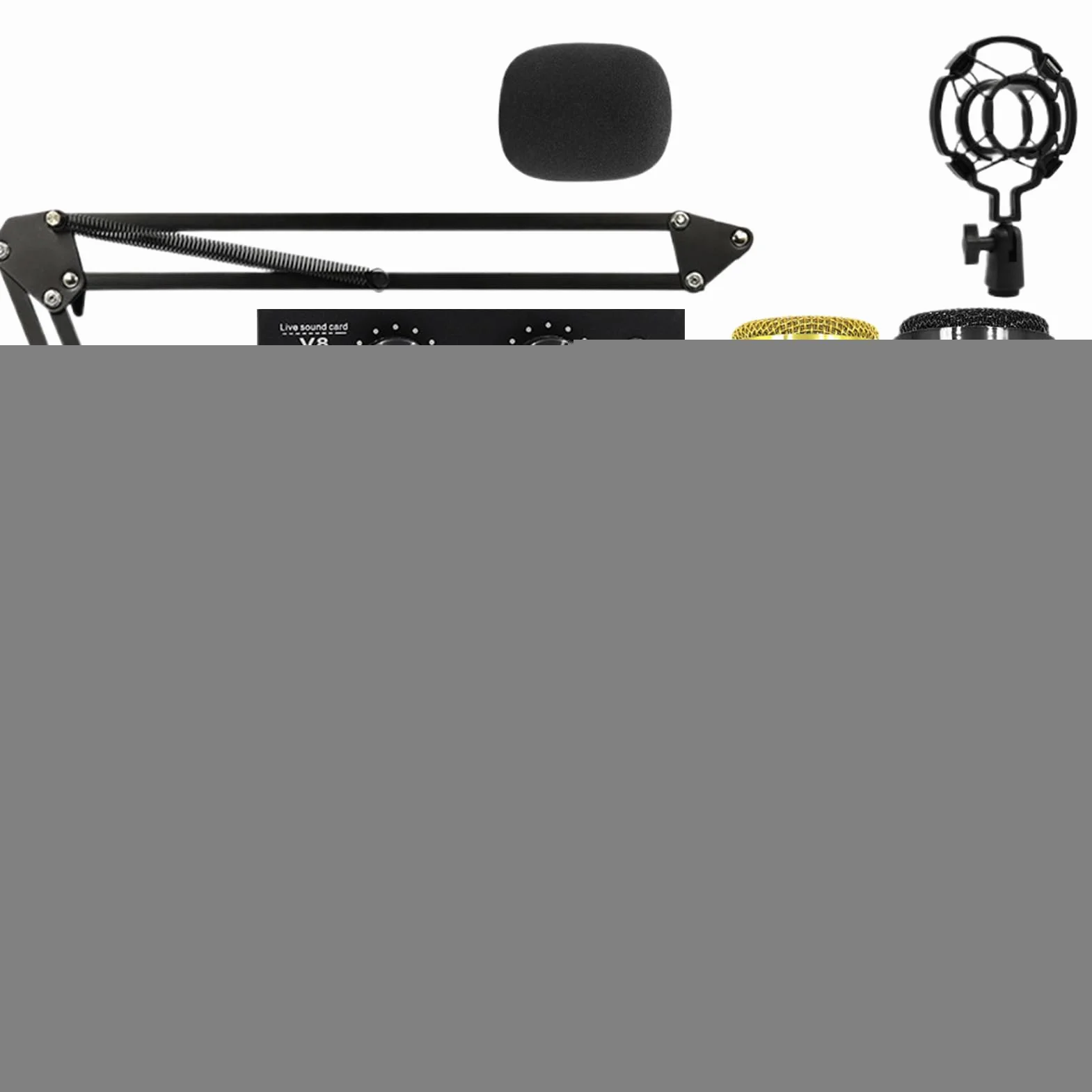 Attrezzatura Per Live Streaming Scheda audio streaming supporto microfono | Microfono a Condensatore Set studio registrazione facile uso per conduttori, cantanti e doppiatori